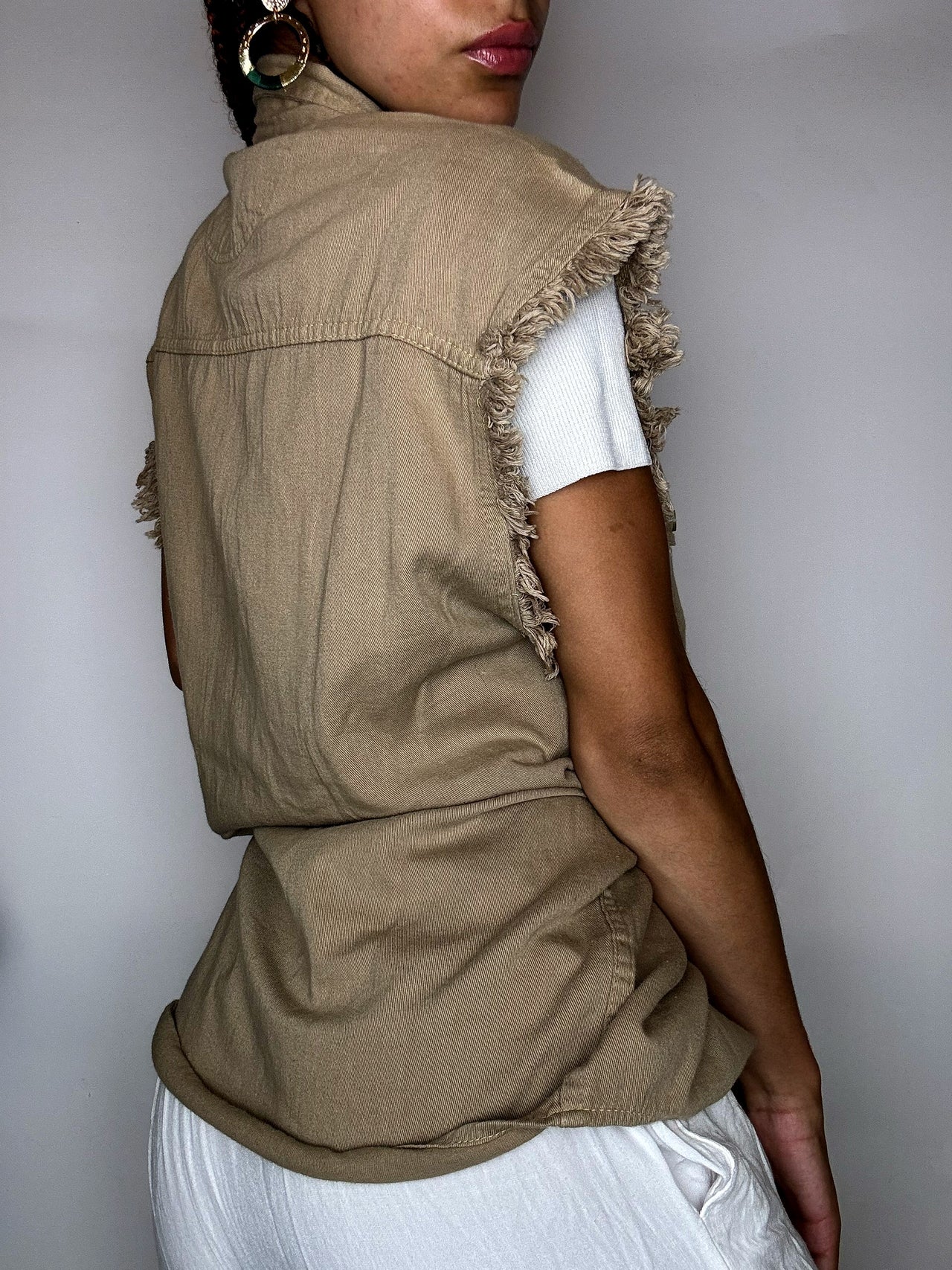 Chemise sans manche beige M vintage