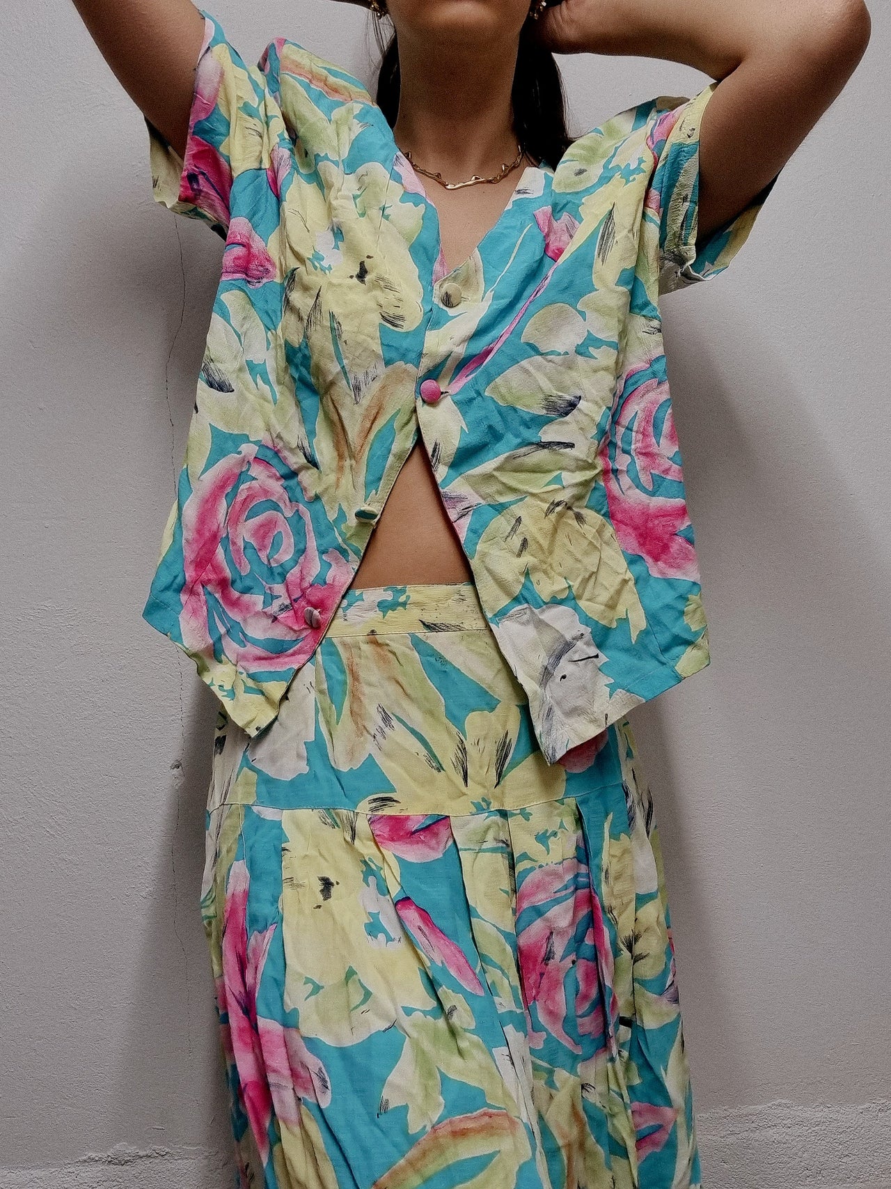 Purple/Pink/Yellow Floral Skirt S