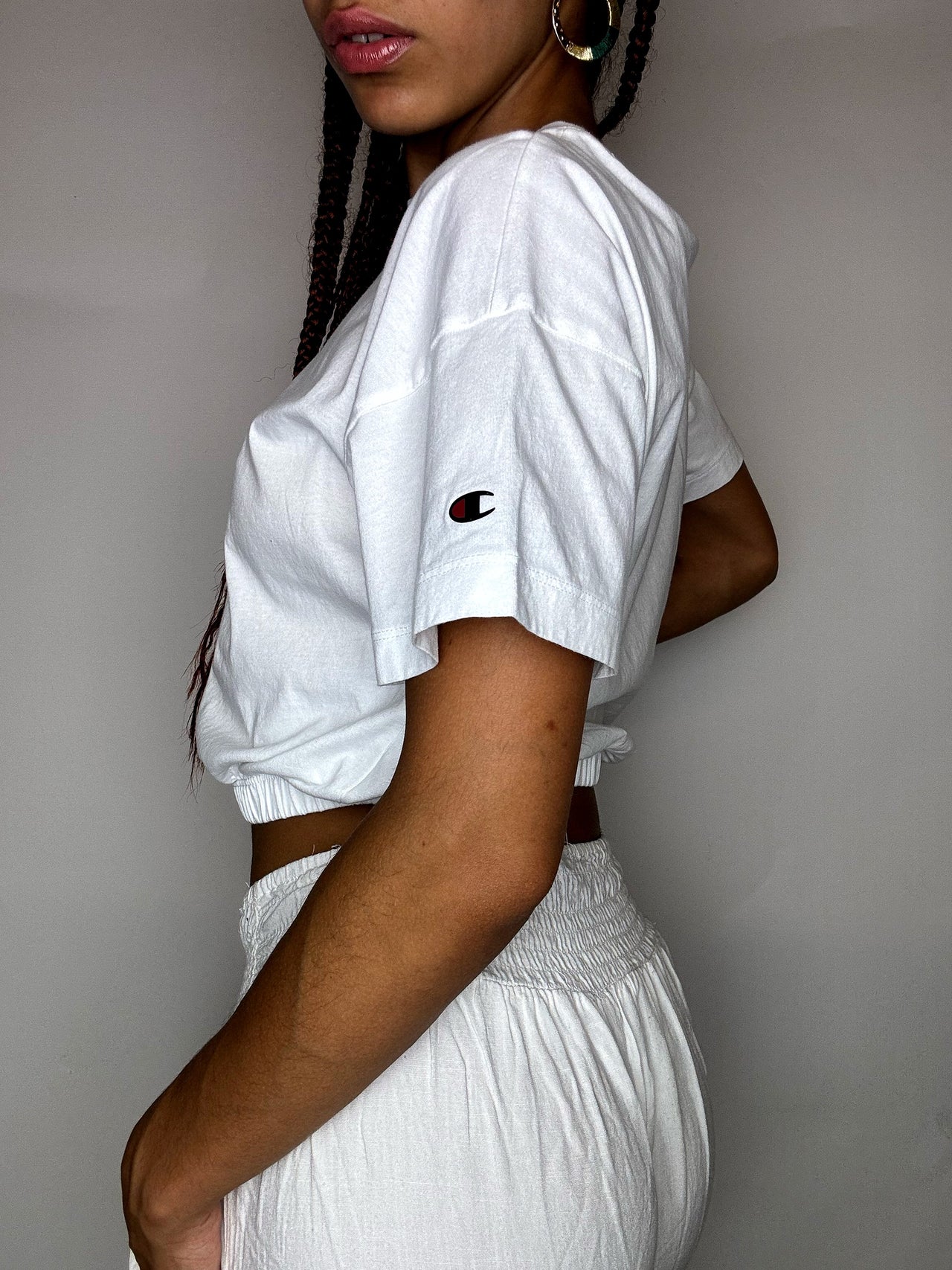 Crop top blanc CHAMPION L vintage