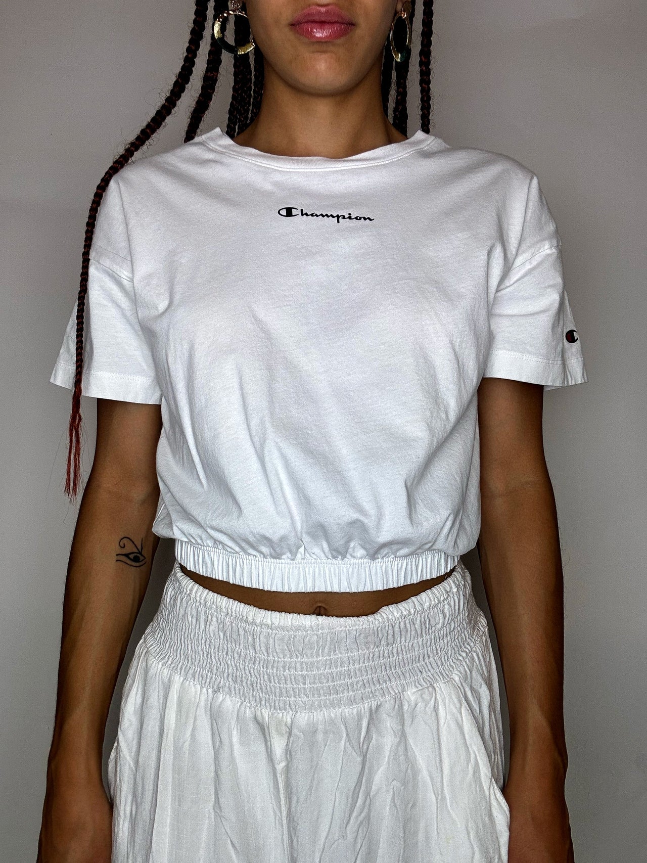 Crop top blanc CHAMPION L vintage