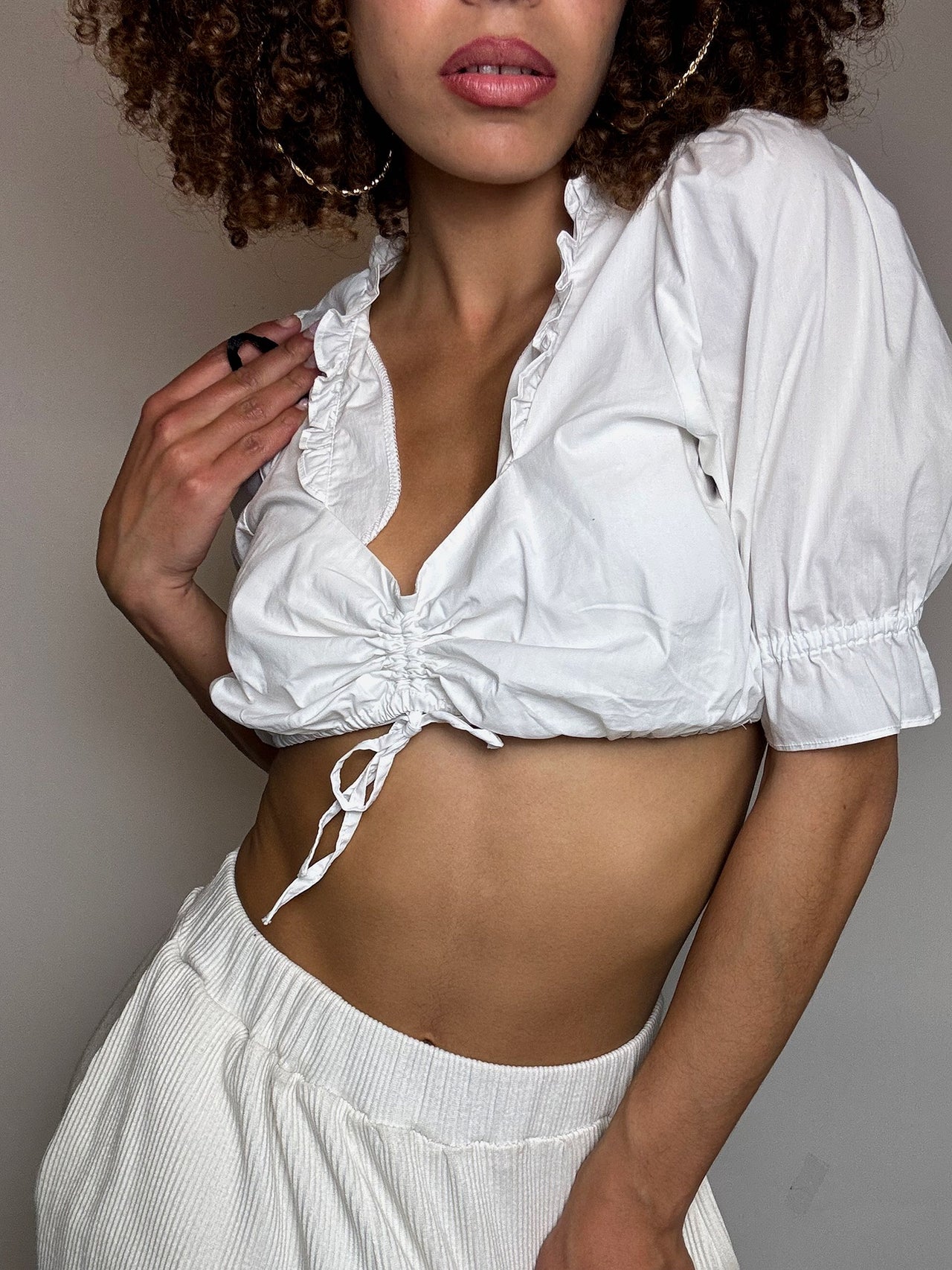 Crop top bohème blanc S vintage