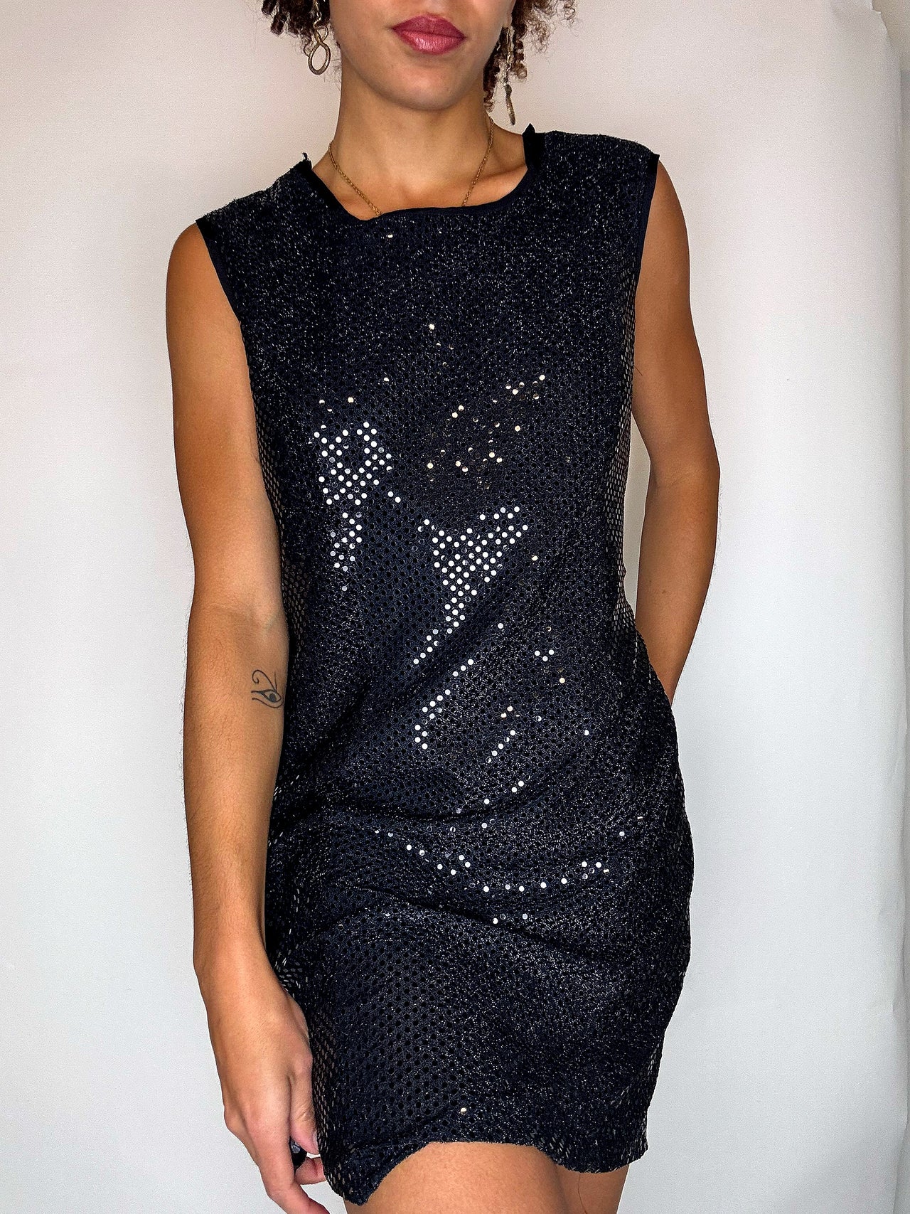 Robe à sequins noire M vintage