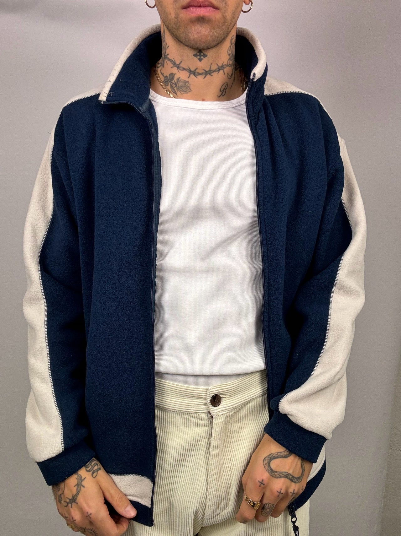 Navy and white fleece jacket L Vintage