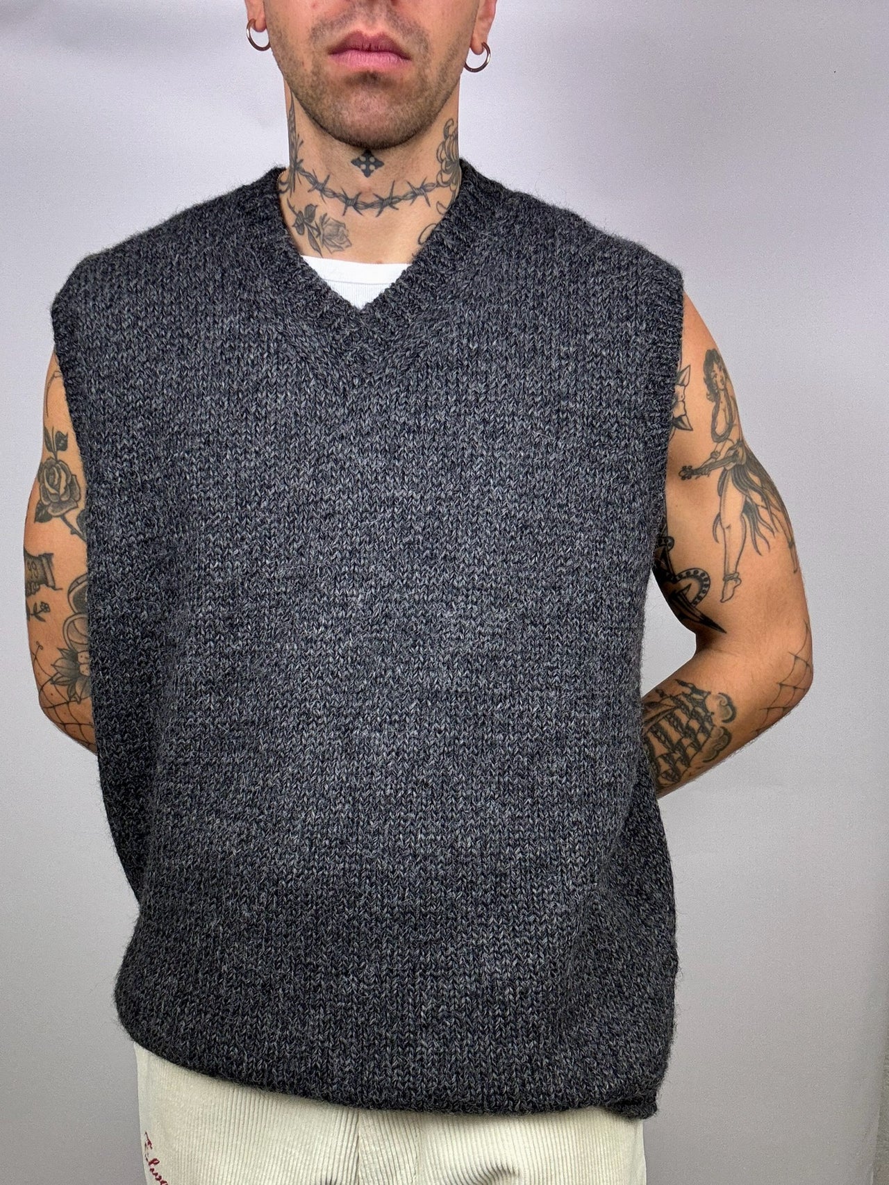 Vintage L/XL Grey Wool Vest
