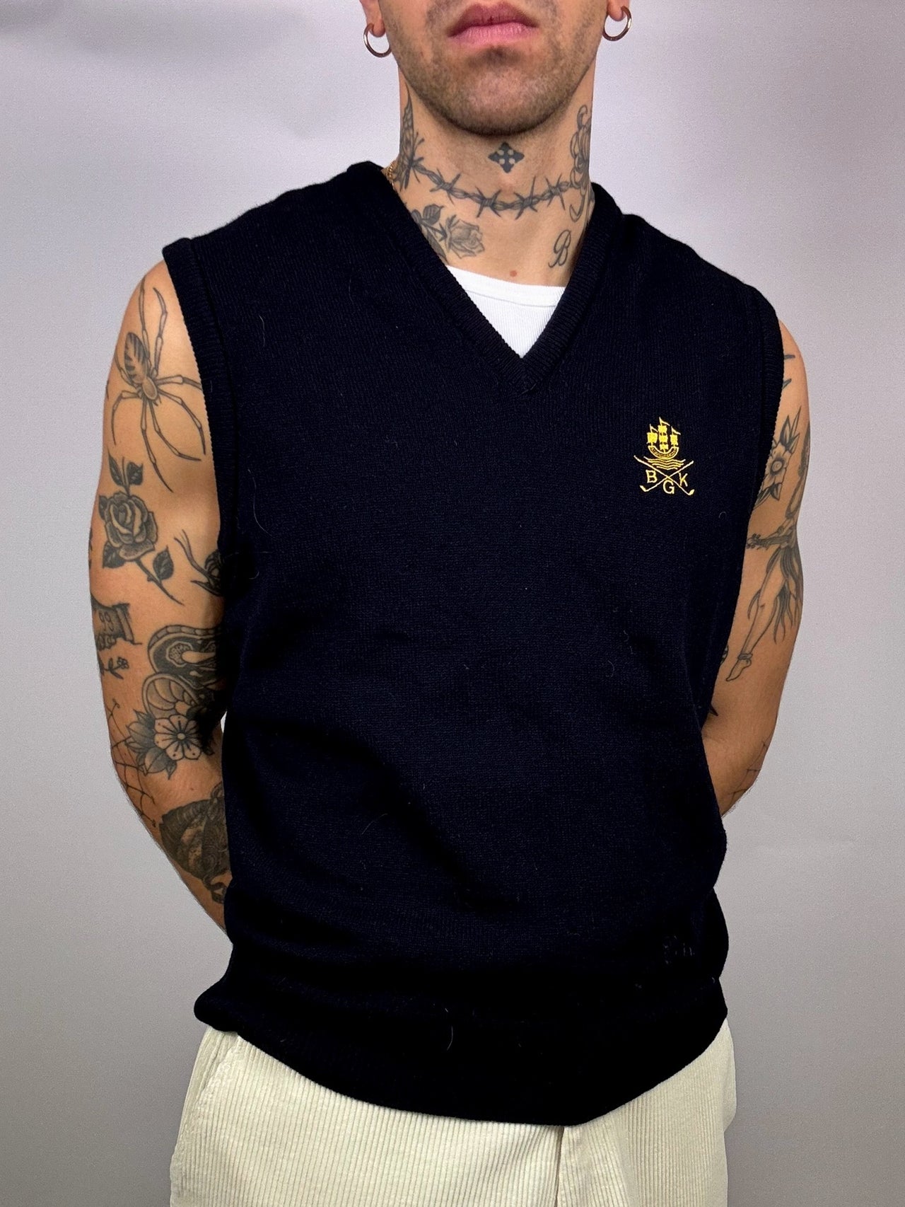 Vintage Navy Wool Vest L