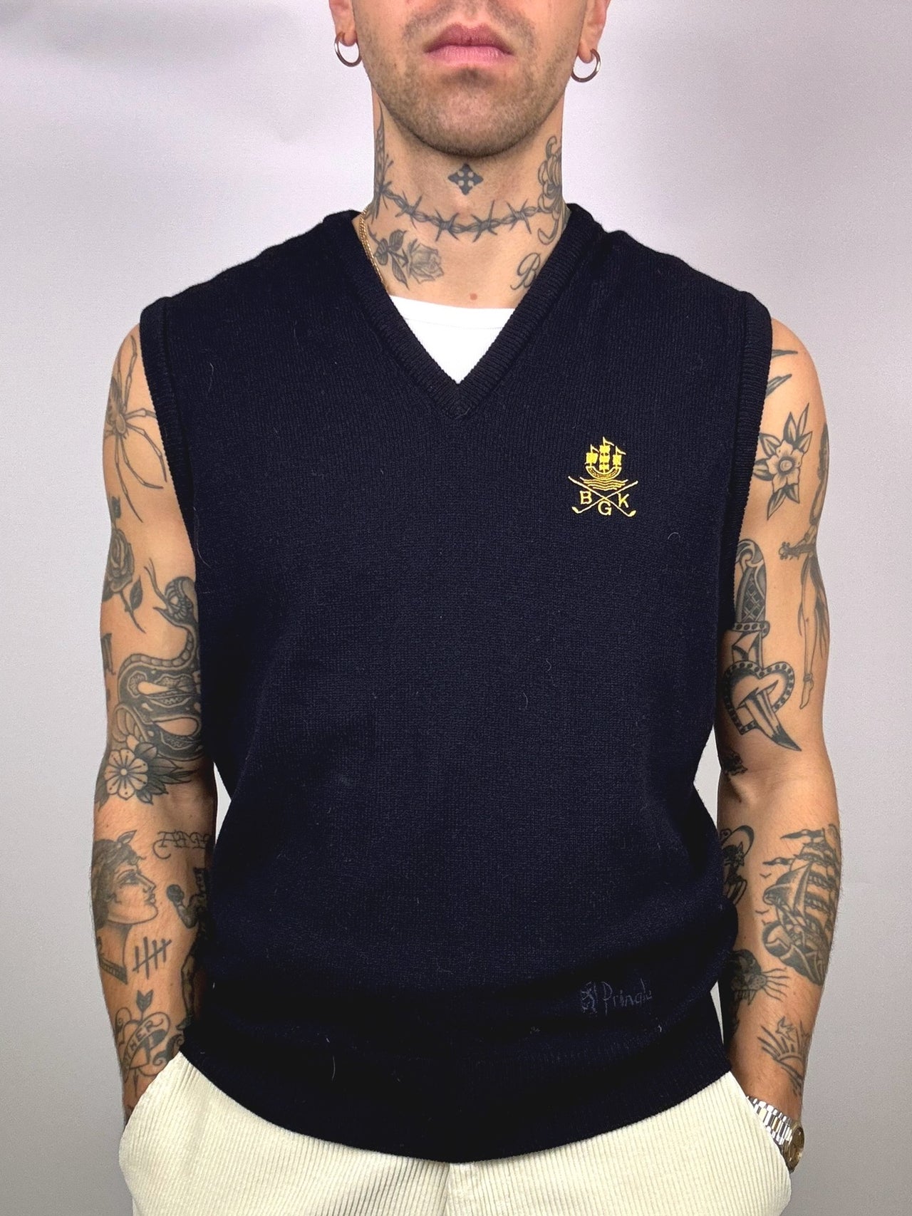 Vintage Navy Wool Vest L