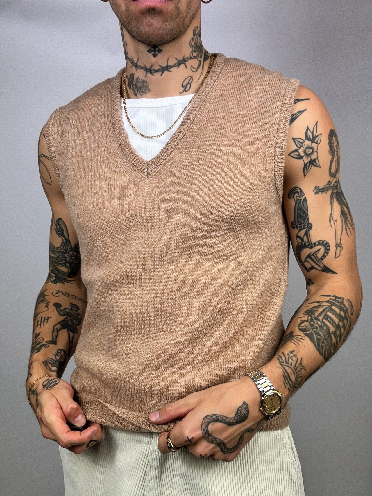 Vintage M Brown Wool Vest