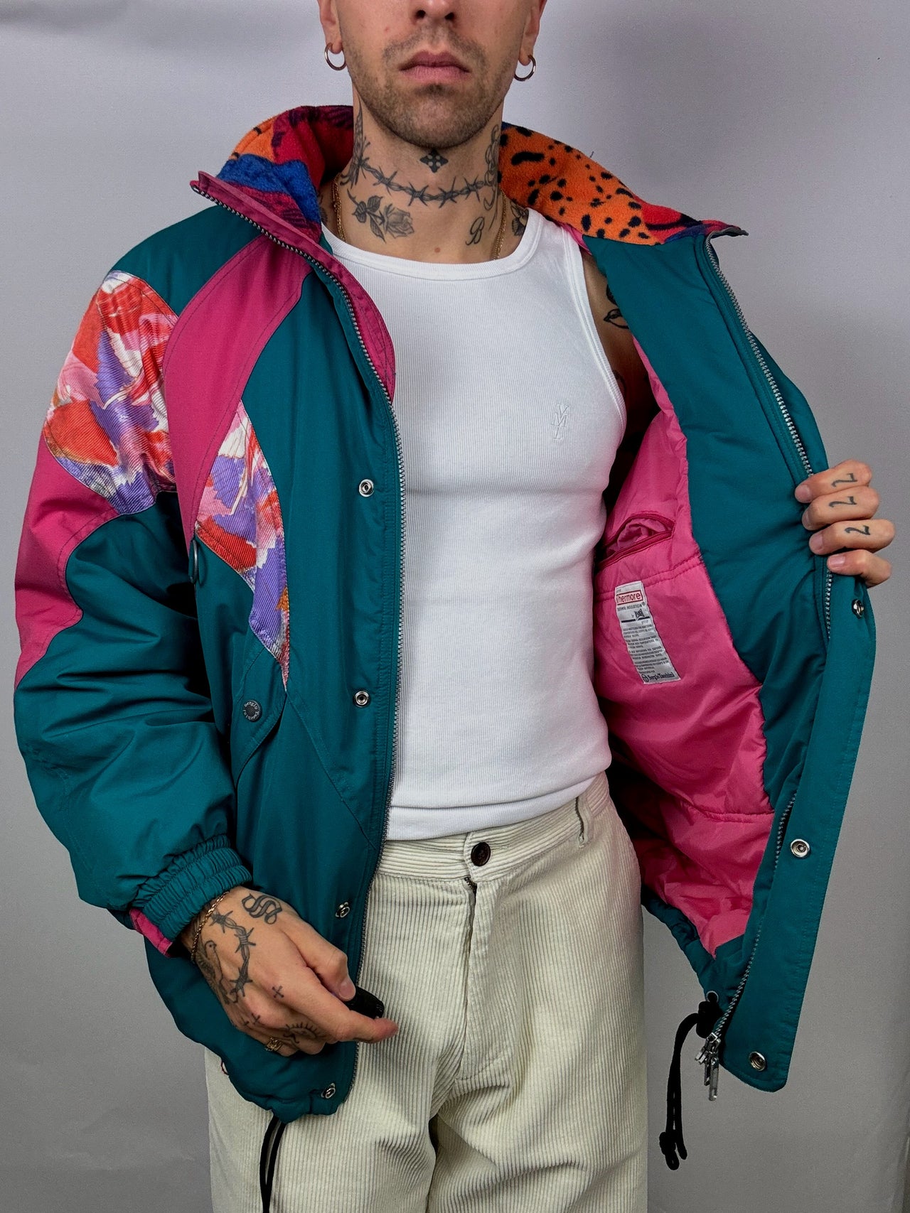 SERGIO TACCHINI puffy jacket L/XL duck and pink Vintage