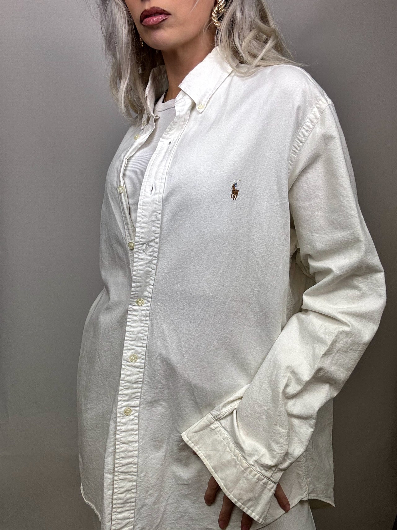 Weißes PolyPony Mehrfarbiges Logo Shirt RALPH LAUREN XL Vintage