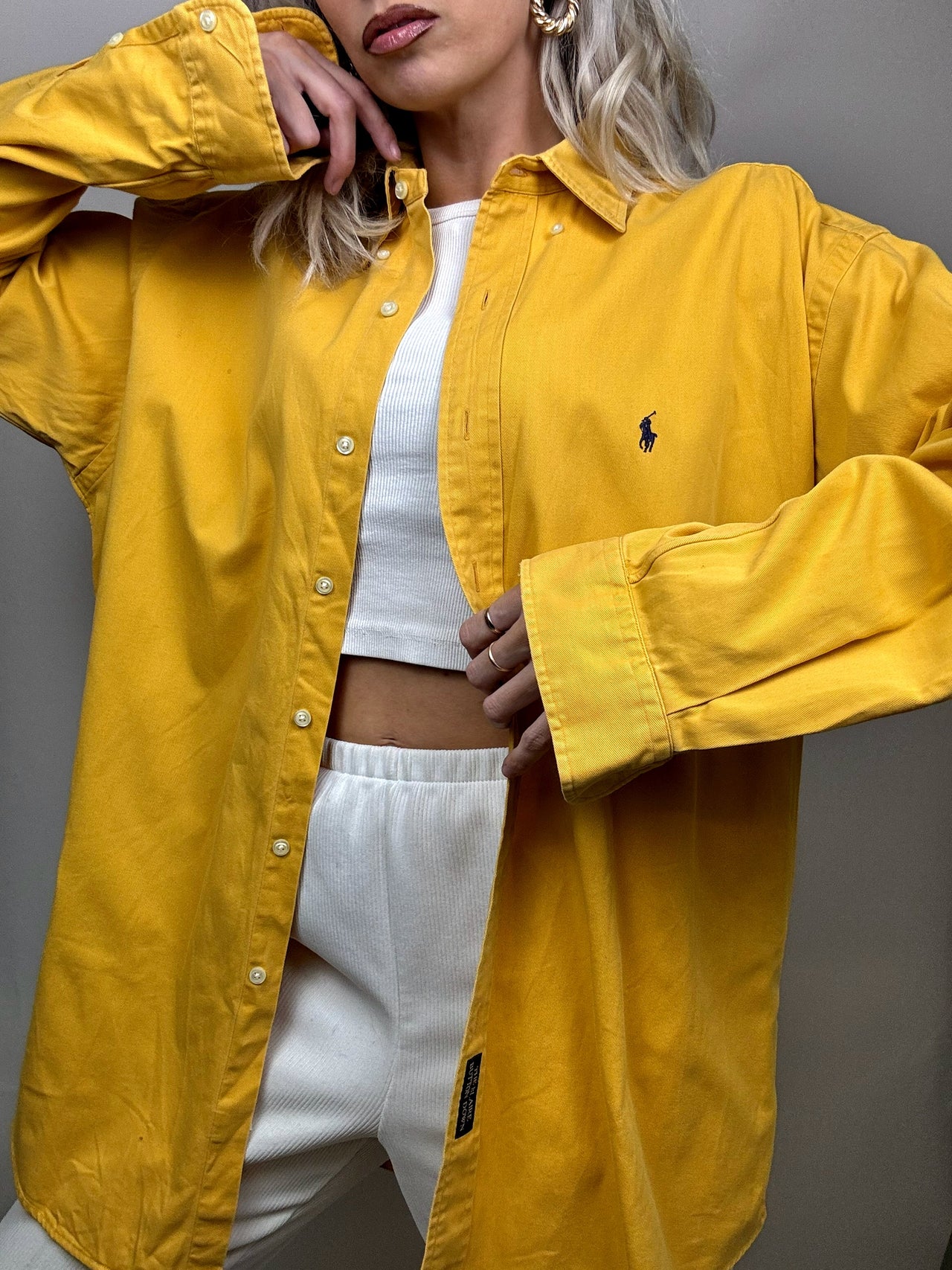 RALPH LAUREN M Vintage Gelbes Oversize-Hemd