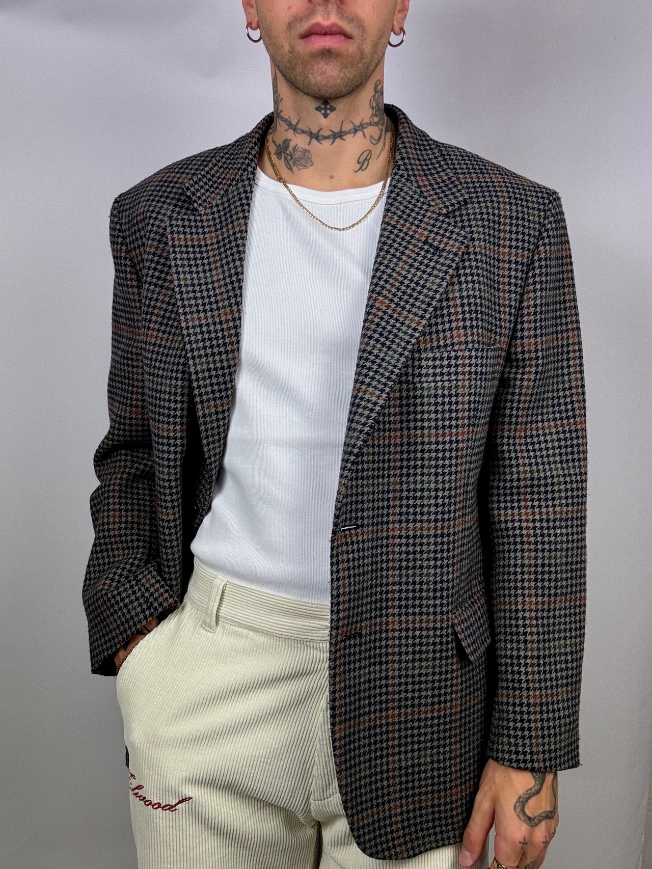 Vintage XL karierter Wollblazer