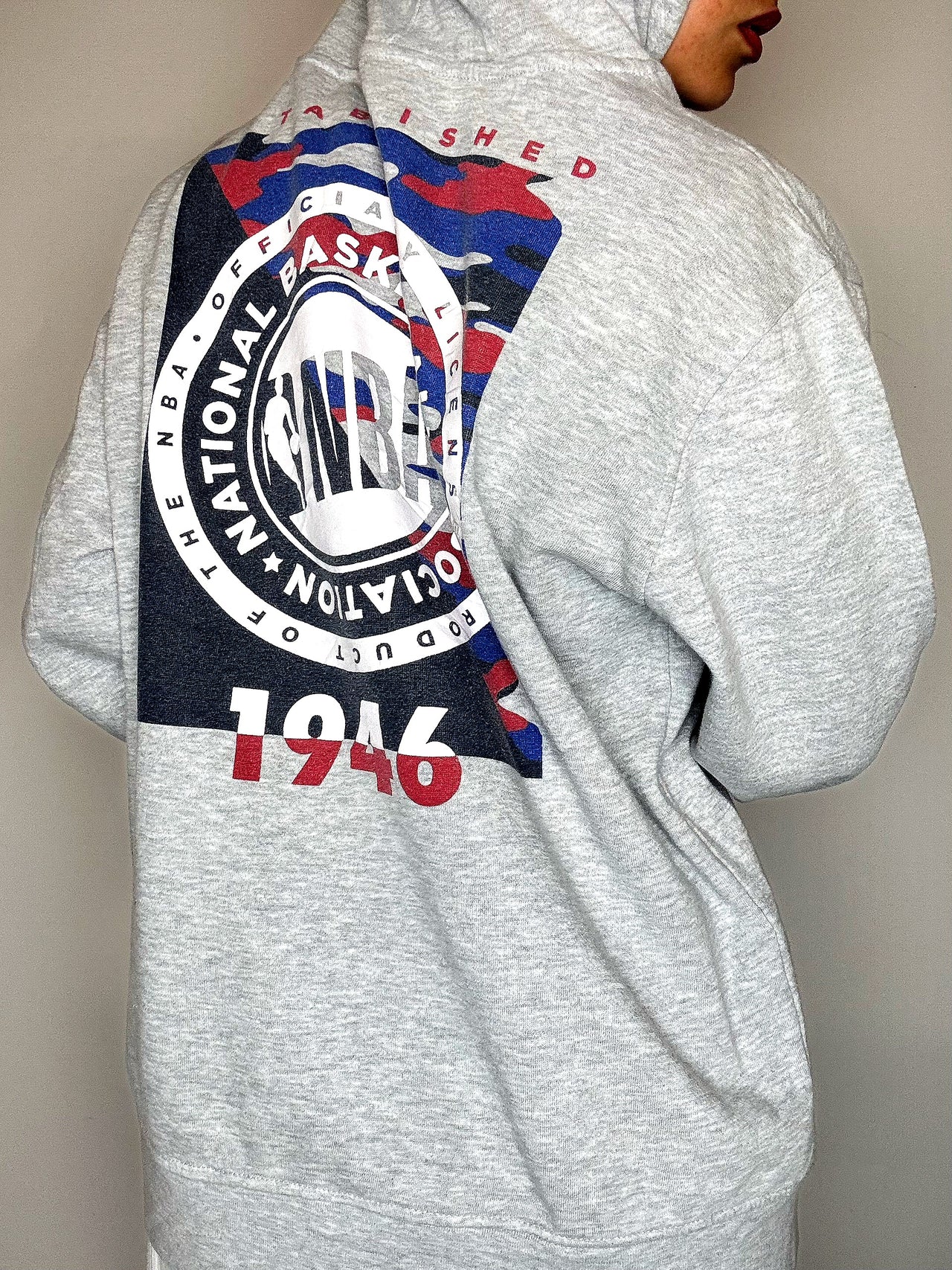Sweat à capuche gris NBA L vintage
