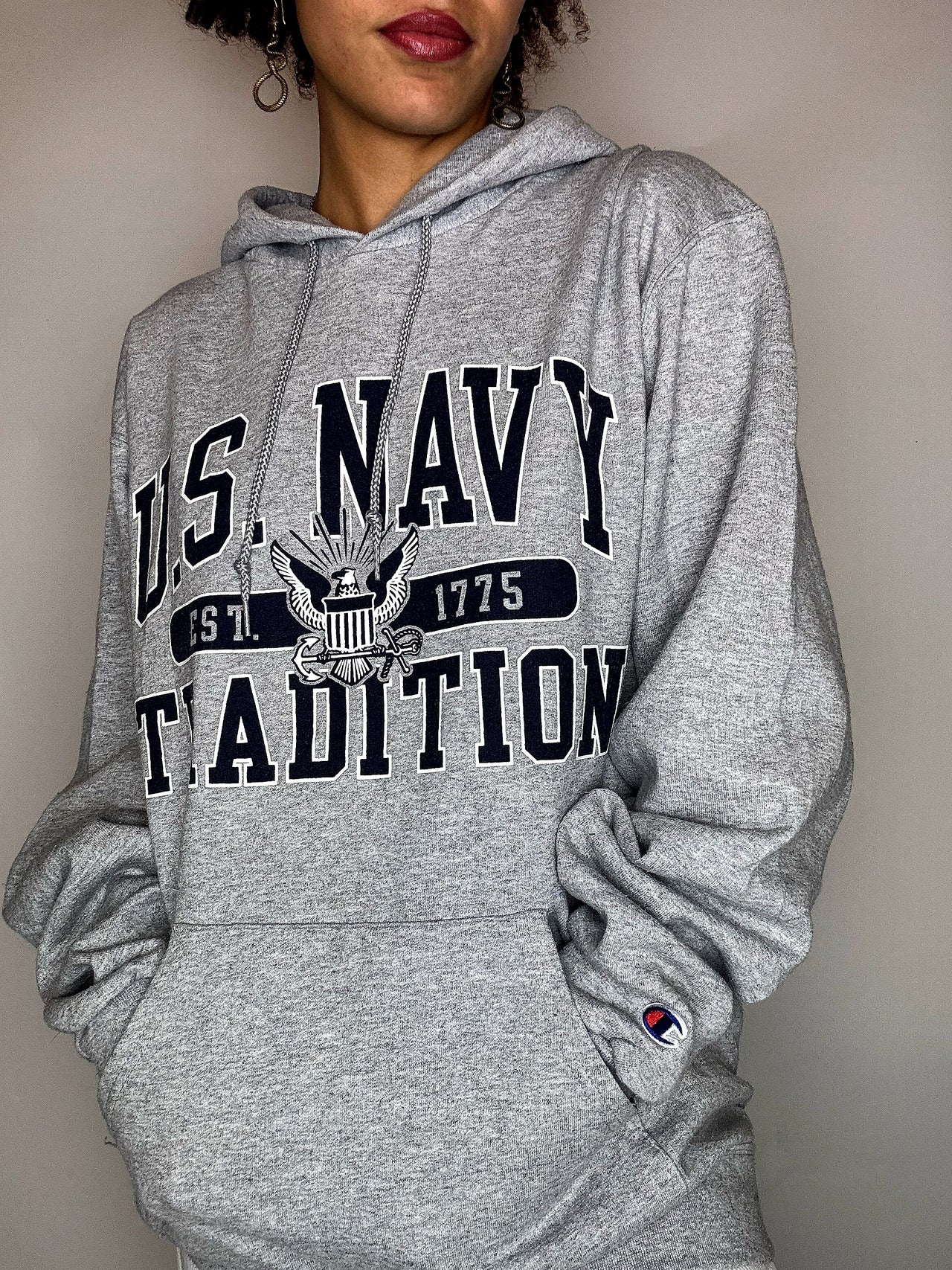 Sweat à capuche gris CHAMPION M vintage