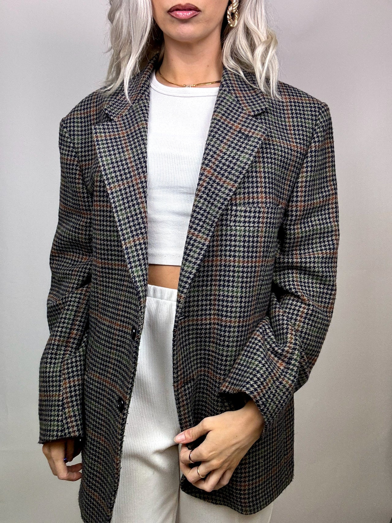 Vintage XL karierter Wollblazer