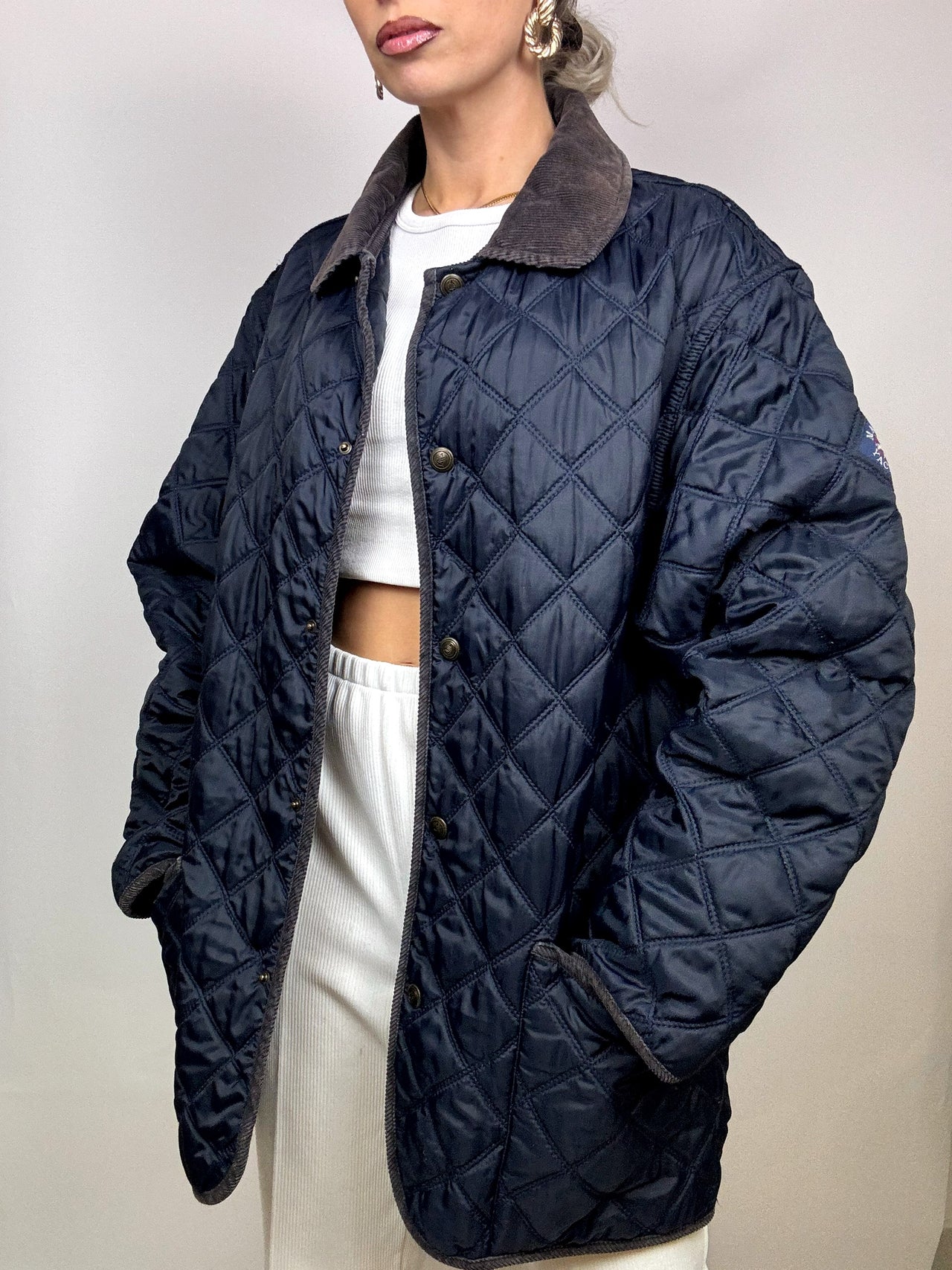 Vintage Navy Quilted Jacket L