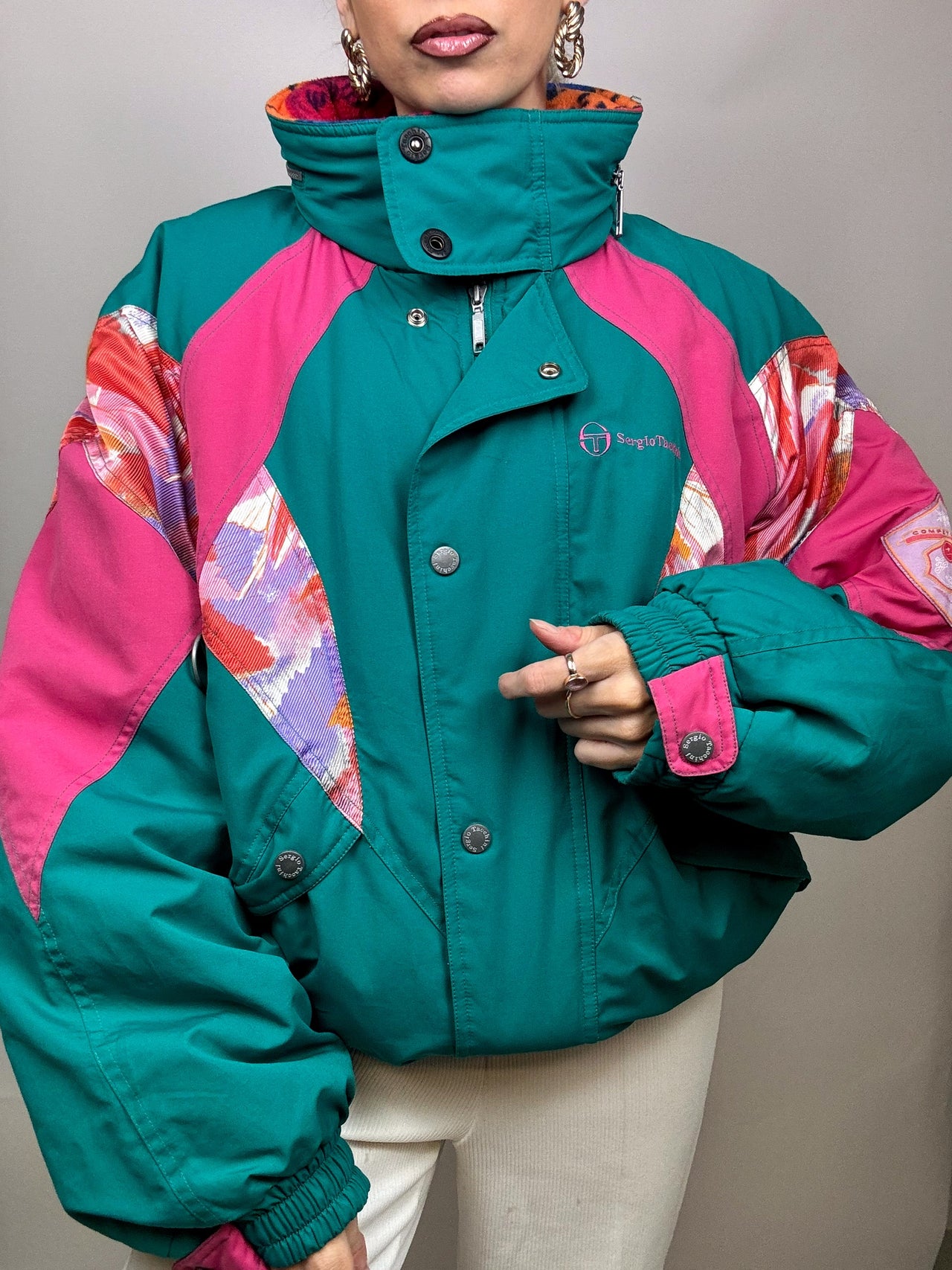 SERGIO TACCHINI puffy jacket L/XL duck and pink Vintage