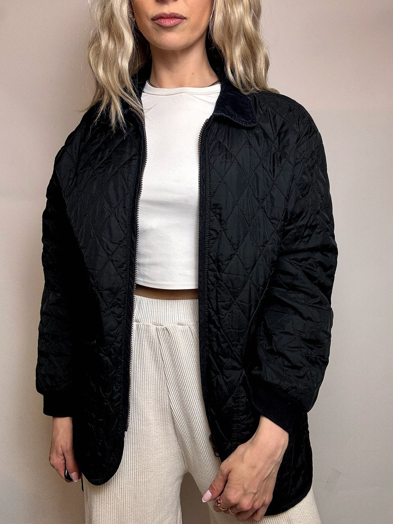 Vintage XL navy quilted jacket