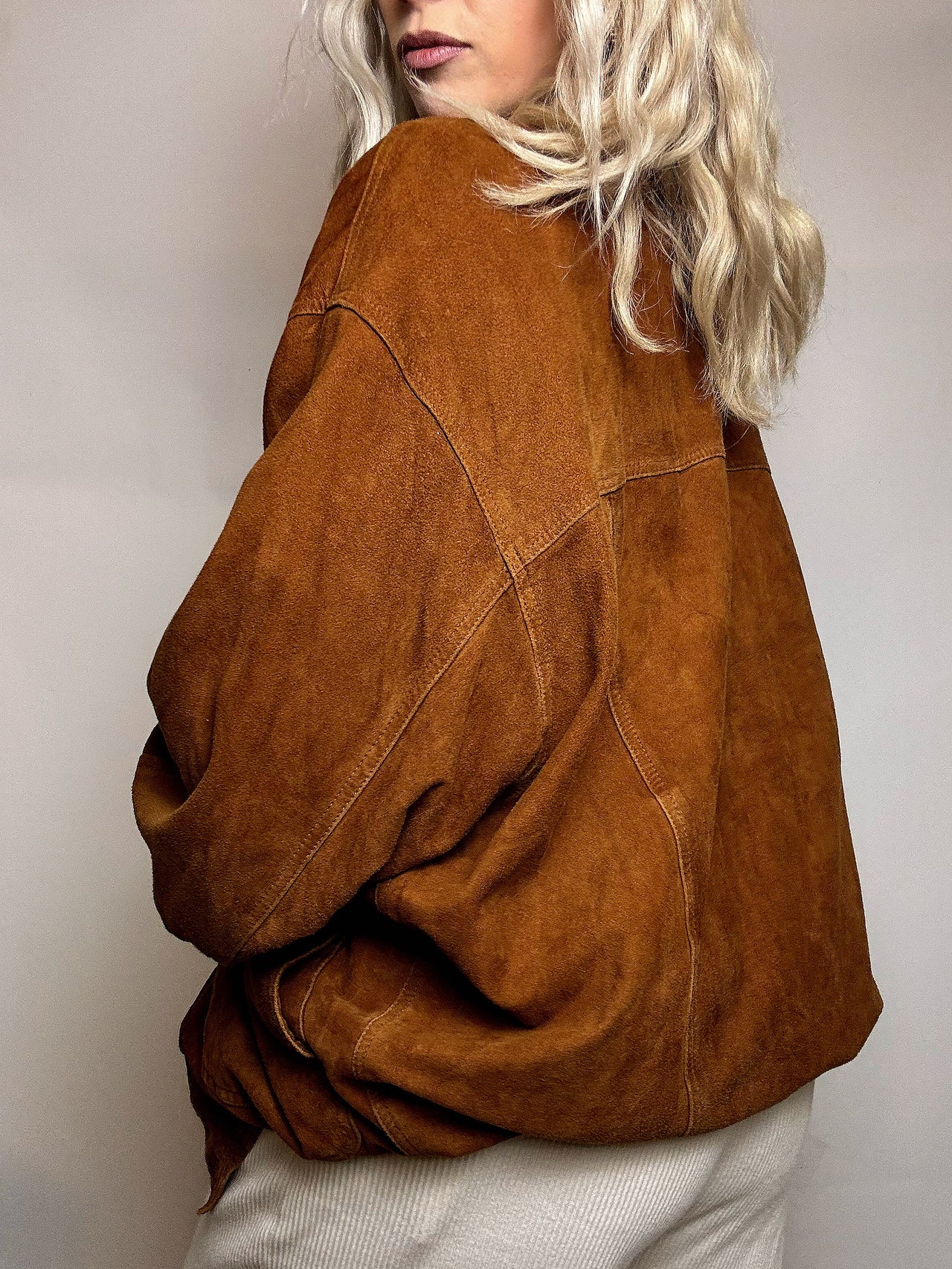 Bomber en daim camel XL vintage