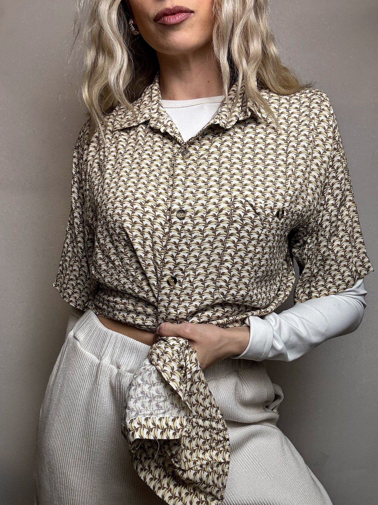 Baumwollhemd mit abstraktem Druck von VERTIGO! XL-Vintage