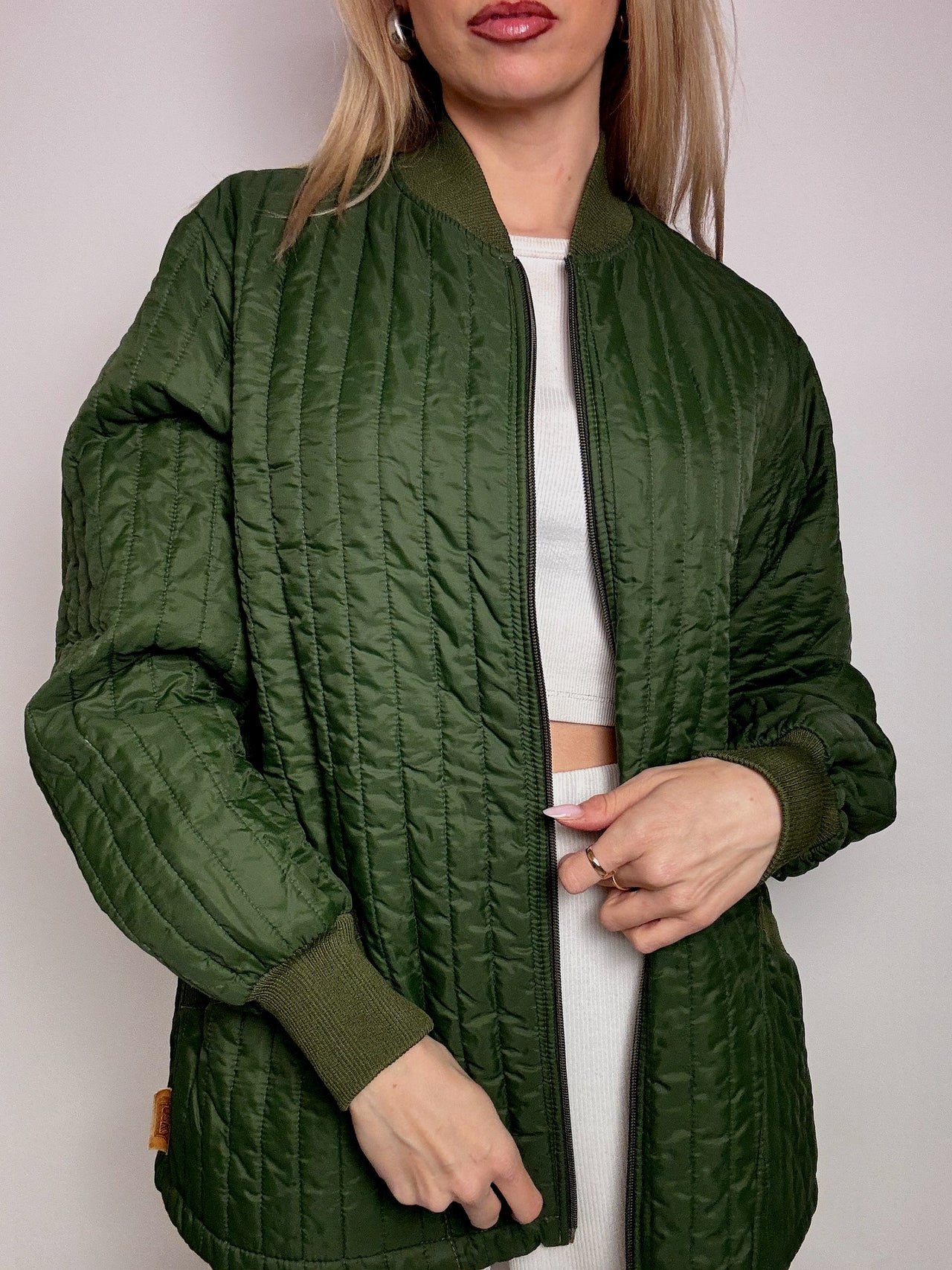 Vintage L green quilted jacket