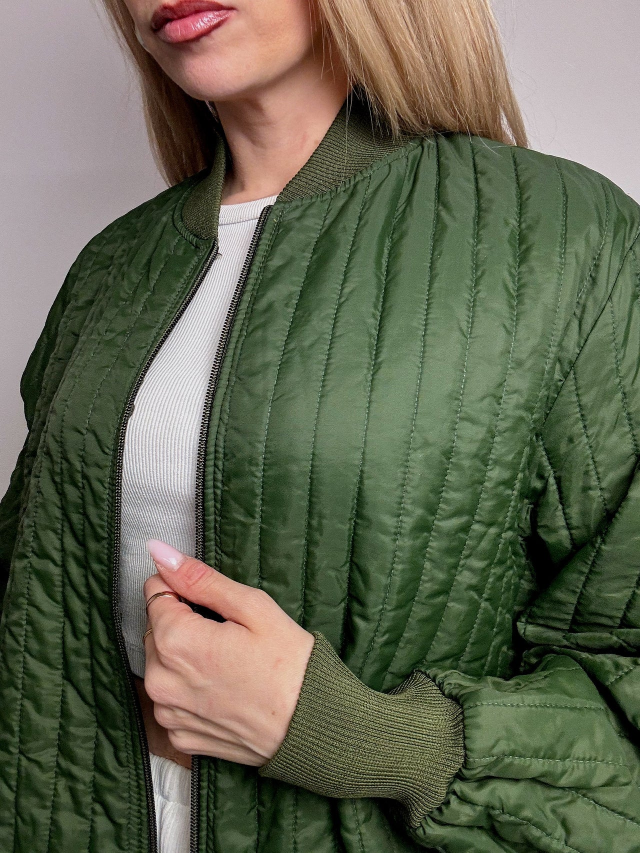 Vintage L green quilted jacket