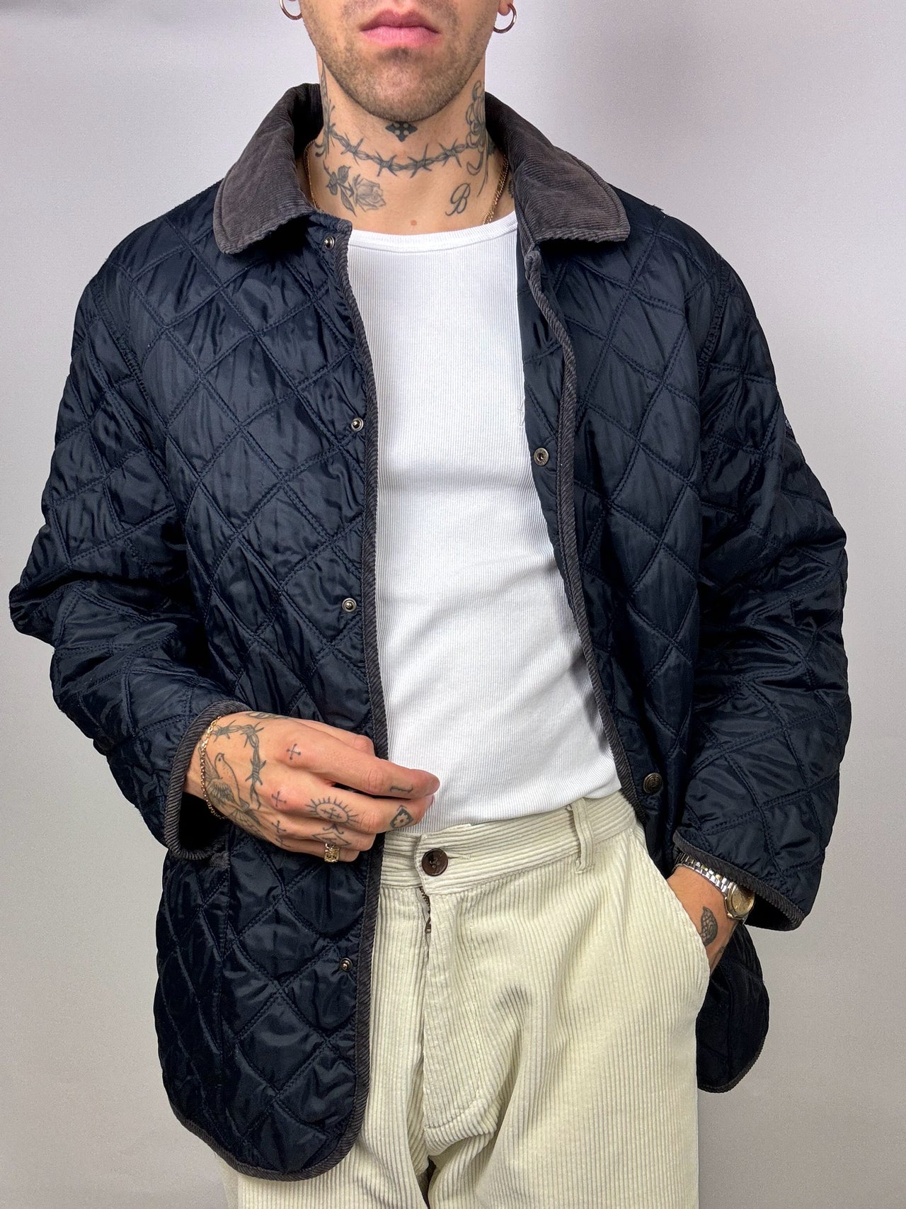 Vintage Navy Quilted Jacket L