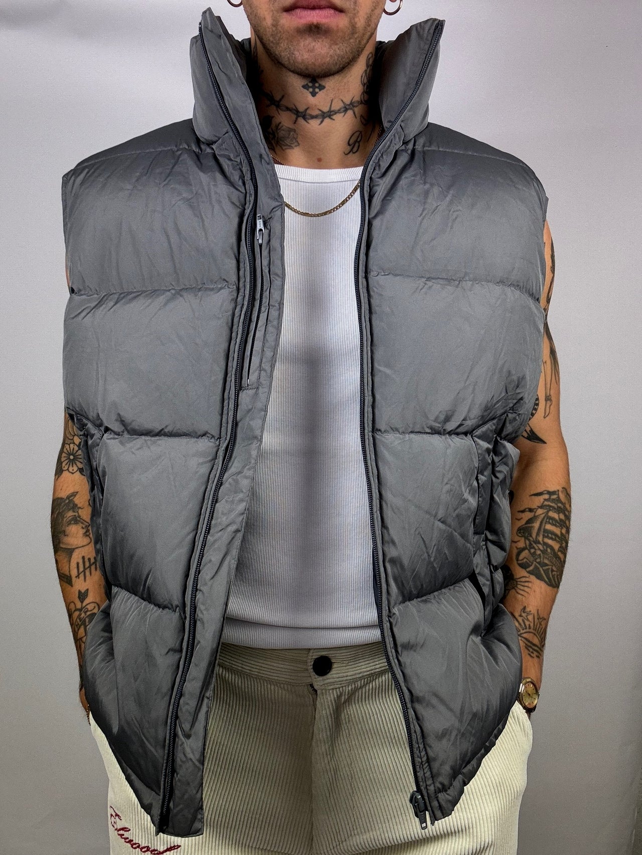 Vintage XL gray puffy vest