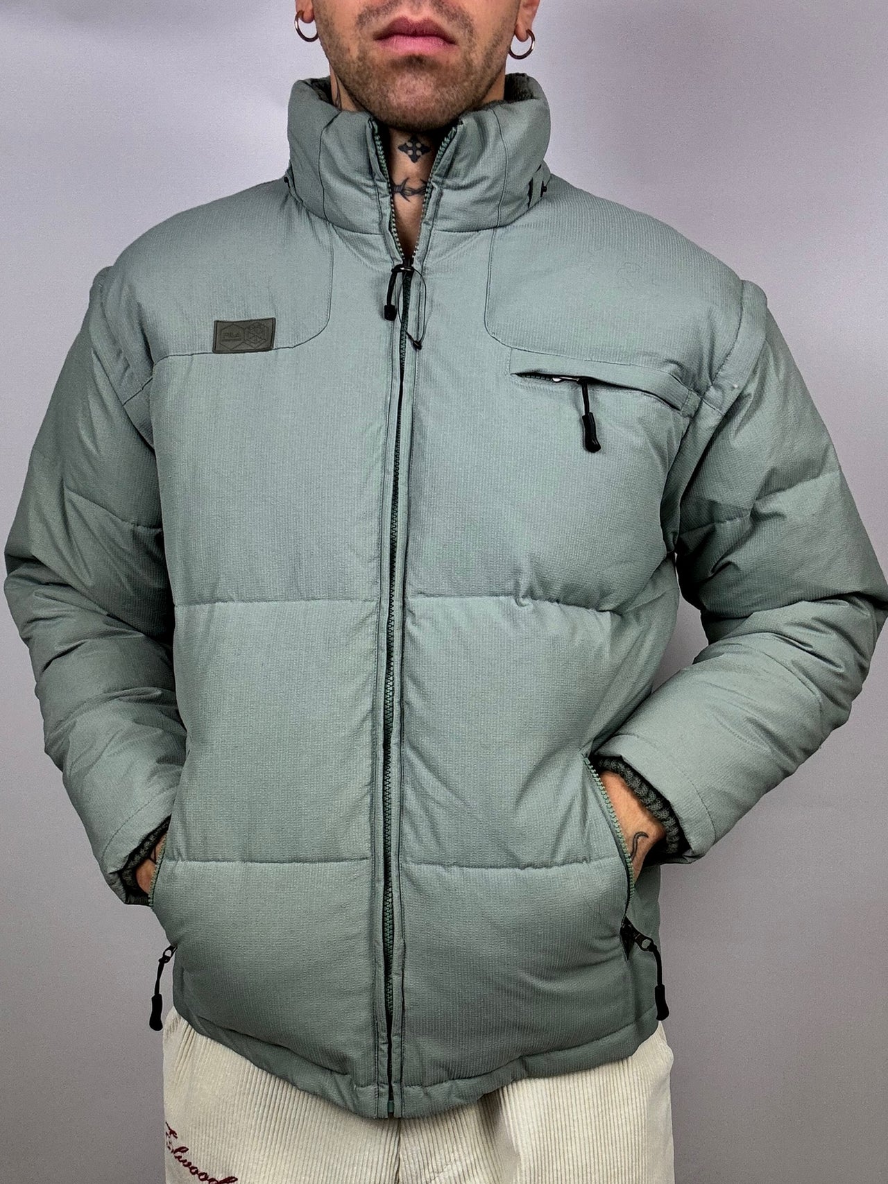 FILA L Vintage Mint Green Puffy Down Jacket