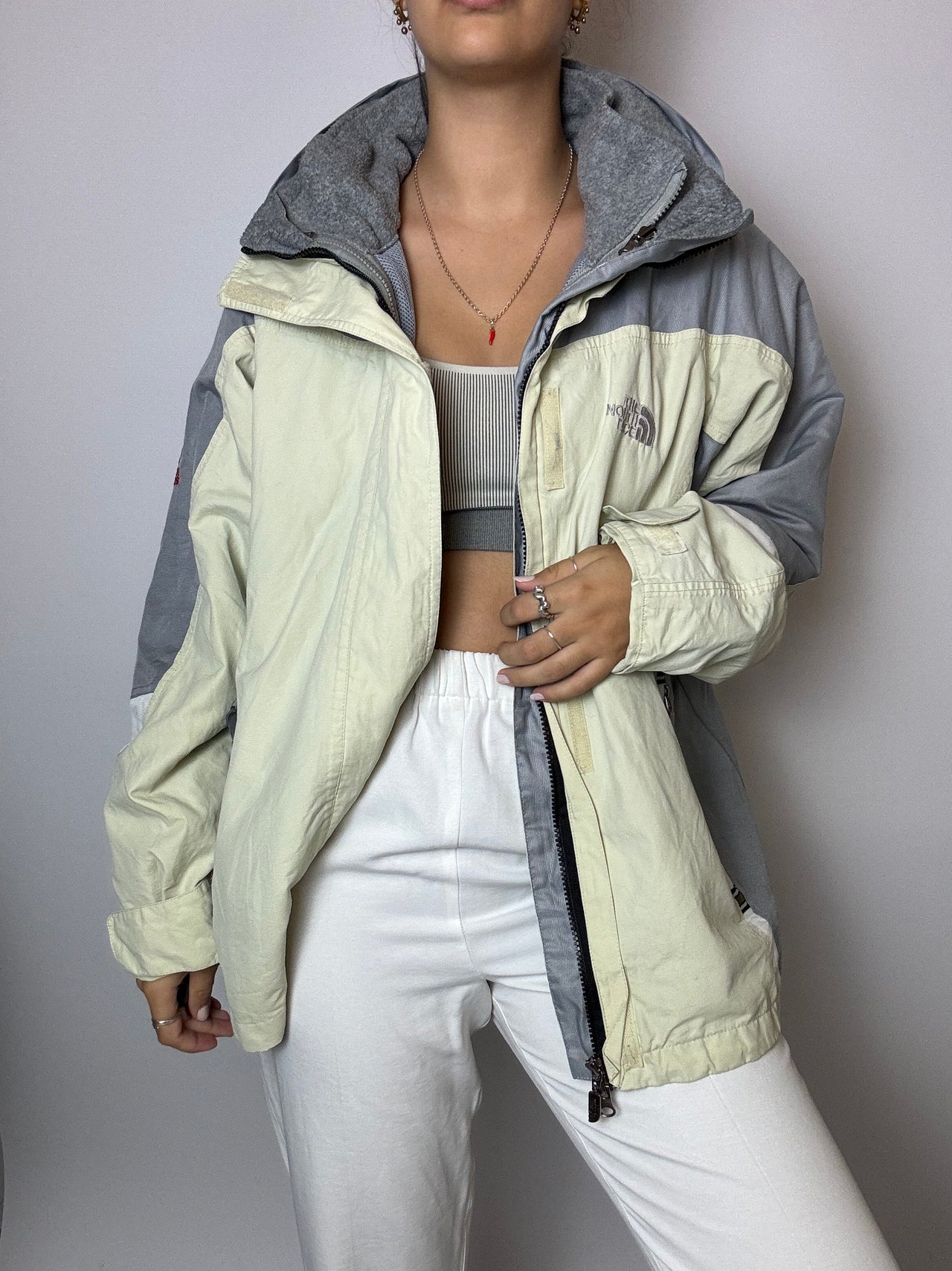 North Face Outwear Vintage gray and yellow jacket L