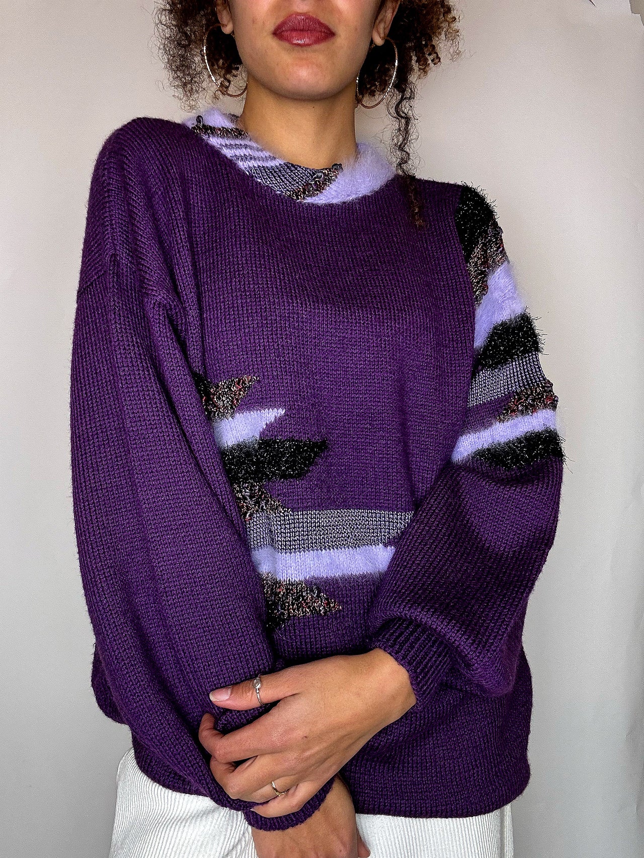 Pull avec détails violet L vintage
