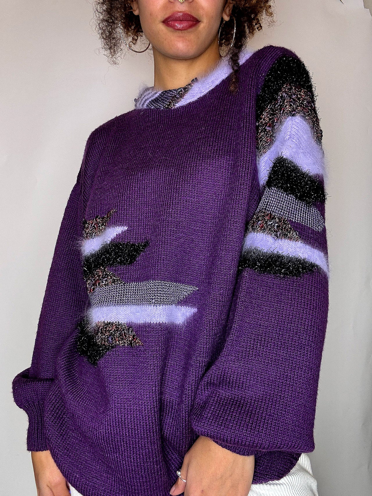 Pull avec détails violet L vintage