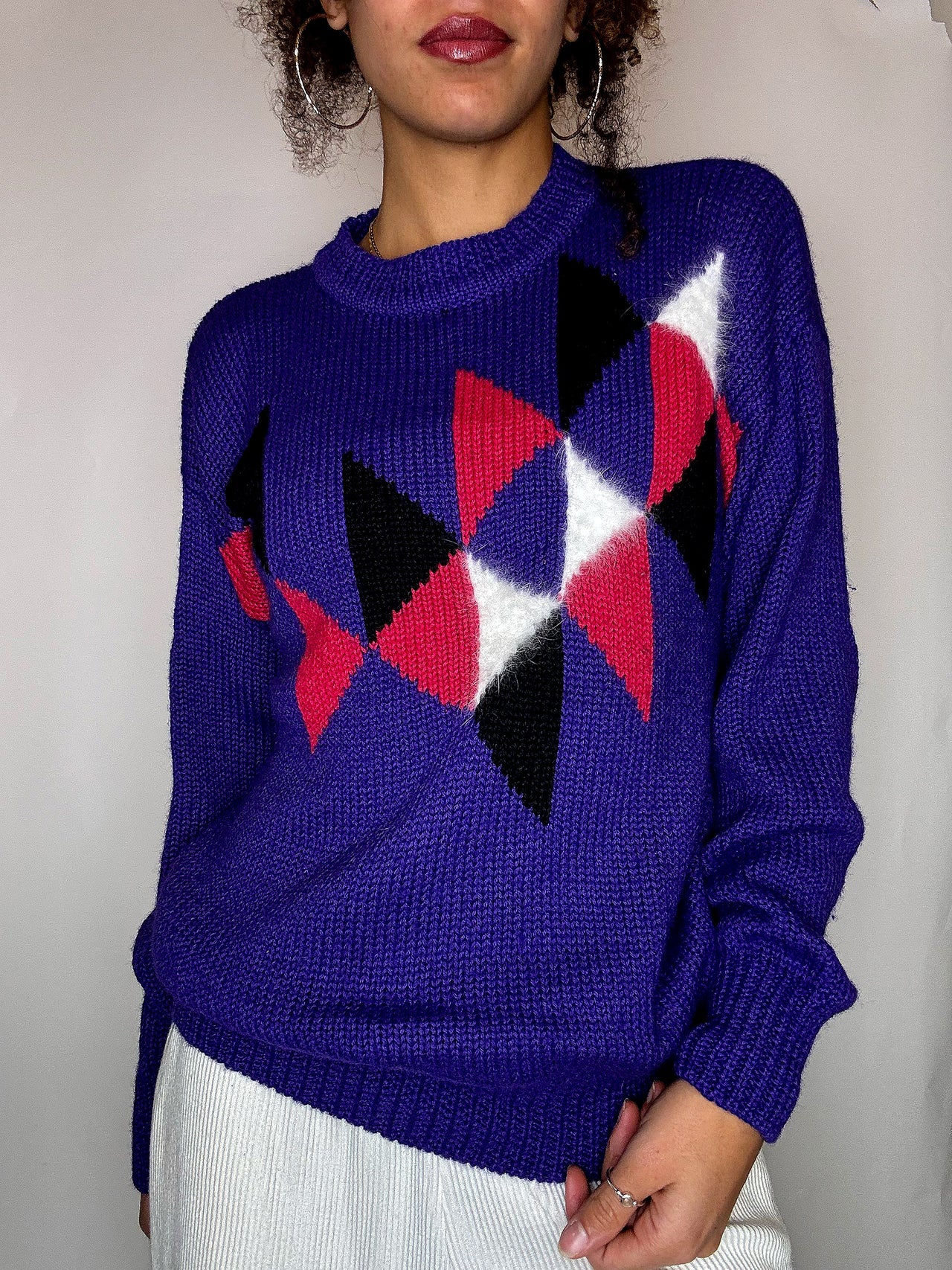 Pull avec détails violet M/L vintage
