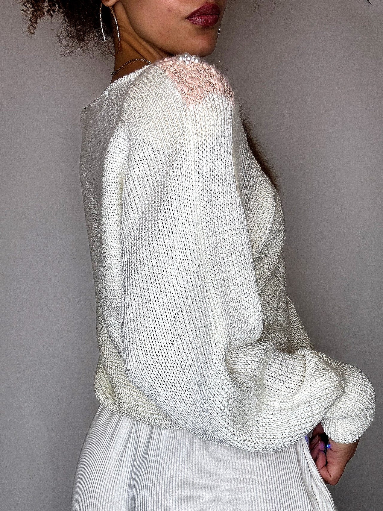 Pull avec détails beige M vintage