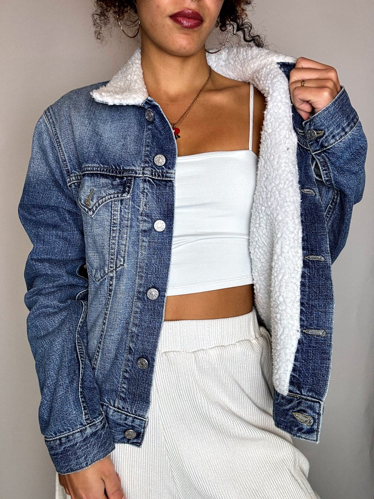 Sherpa denim jacket RIFLE XL vintage