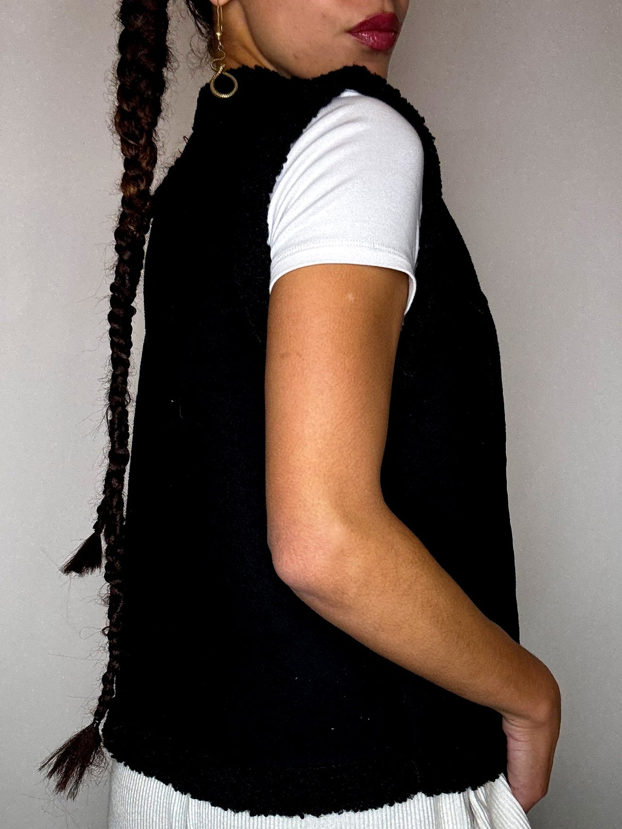 Gilet en suedine noir M vintage