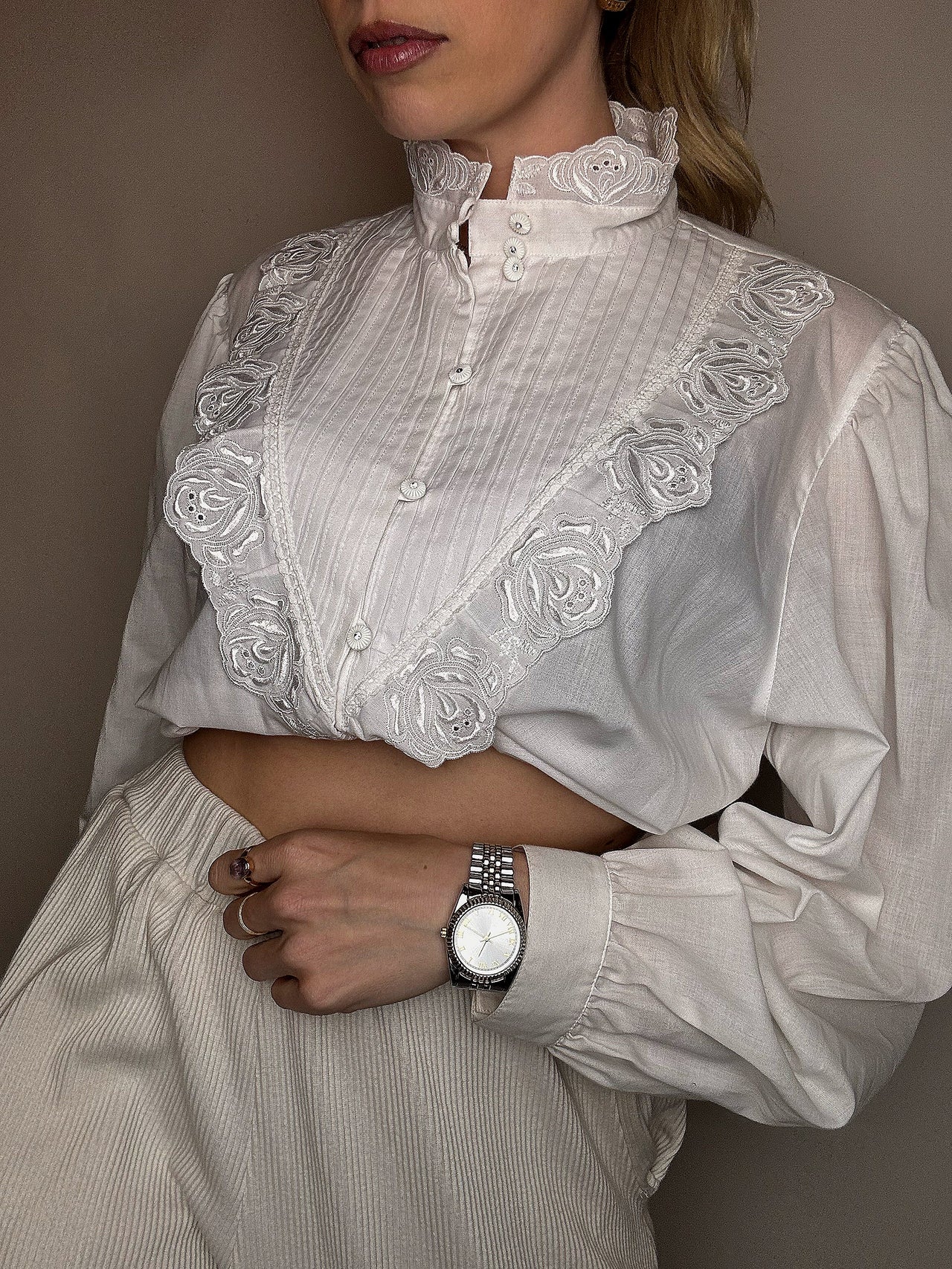 Chemise à plastron blanche XL vintage