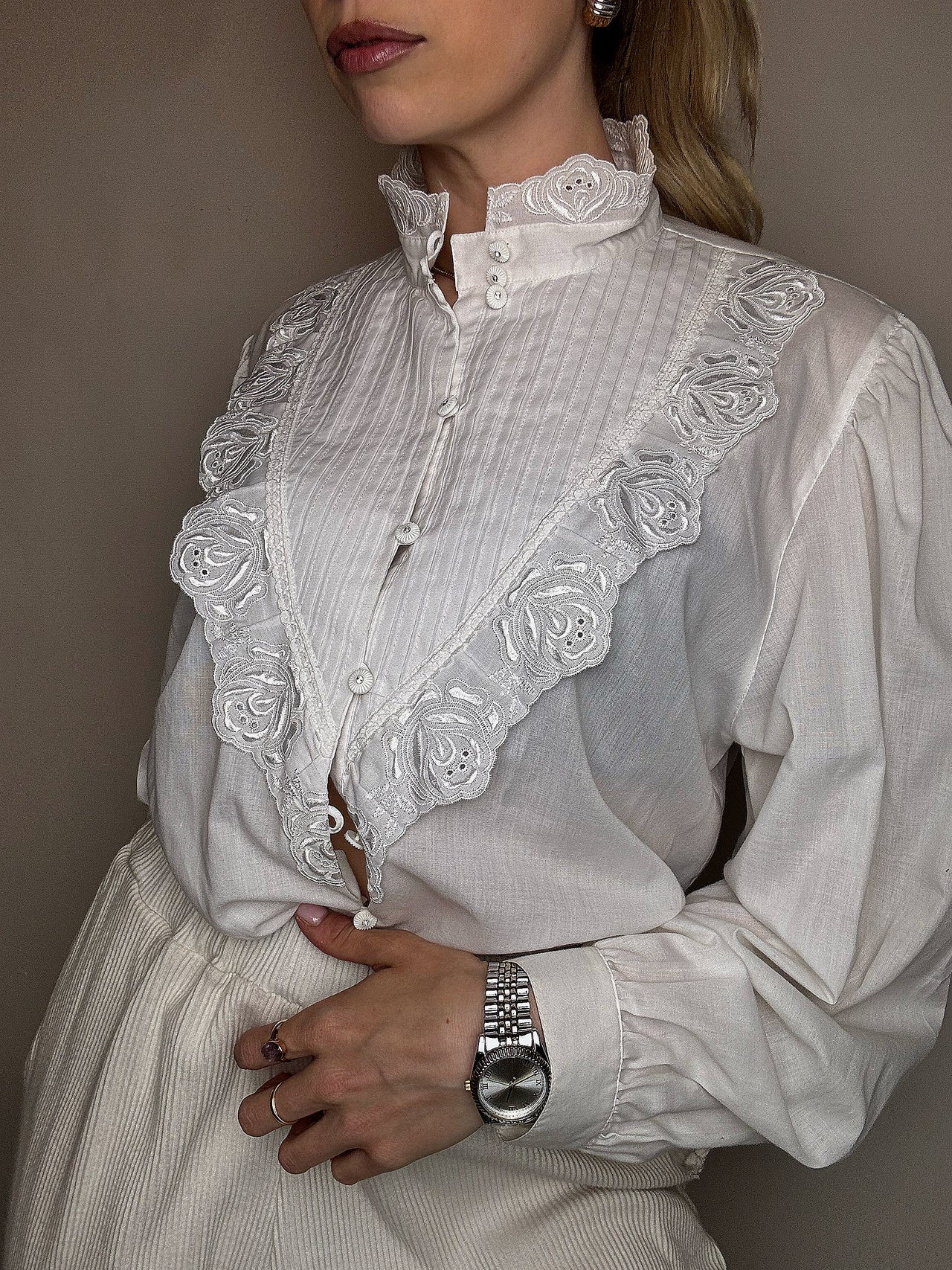Chemise à plastron blanche XL vintage