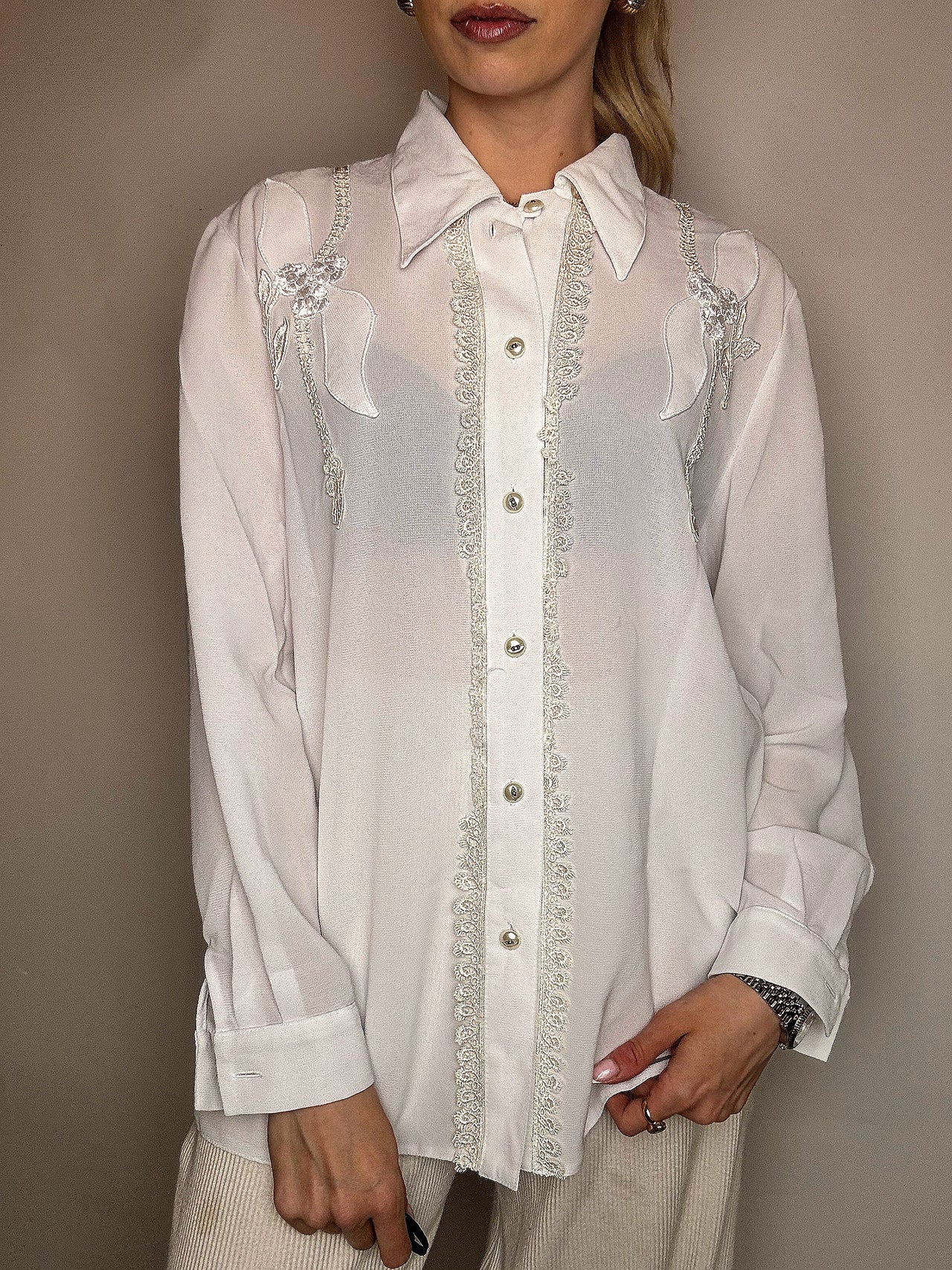 Chemise détails blanche M vintage
