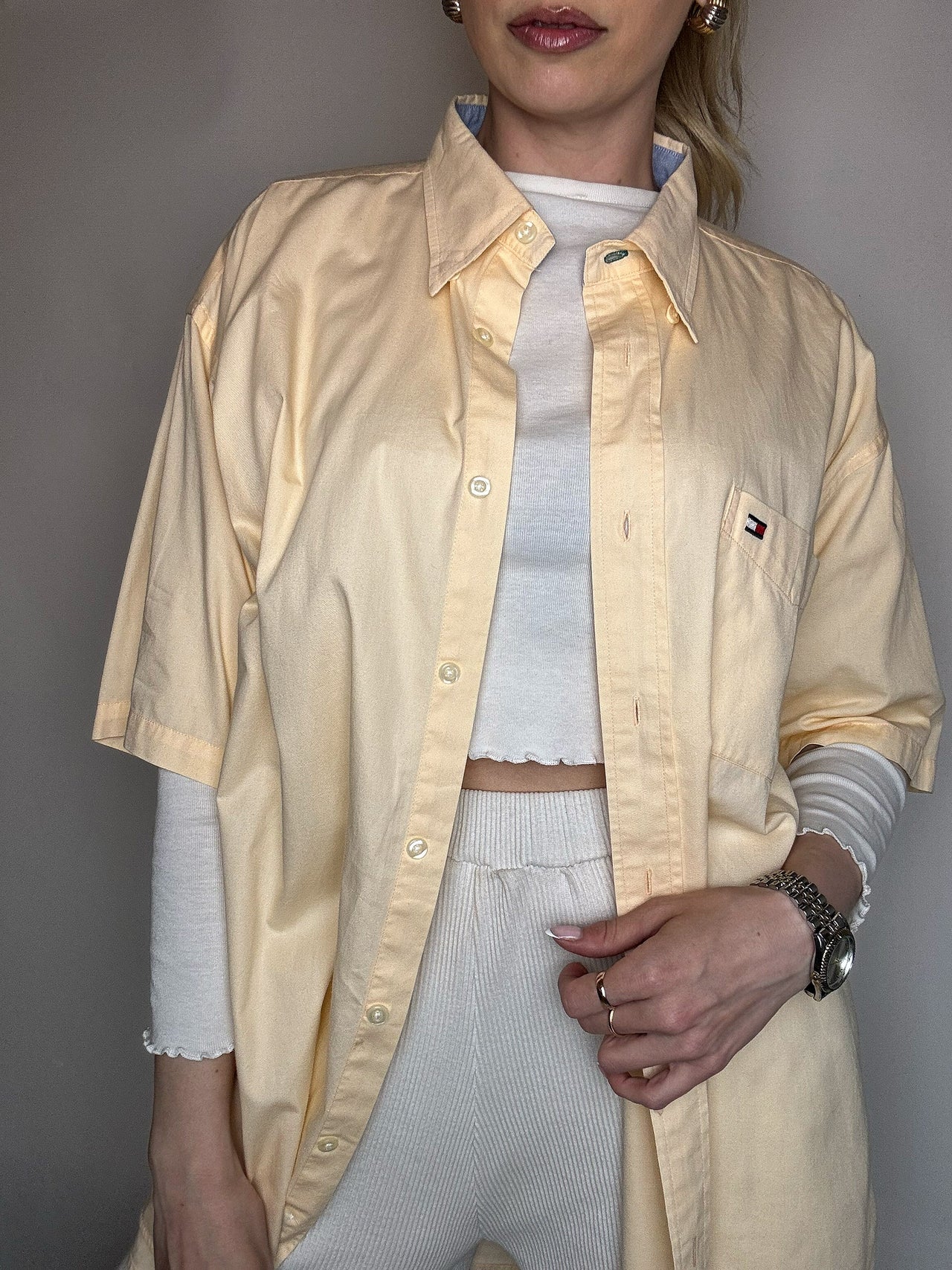 Vintage Marine und Weiß gestreiftes Hemd L/XL