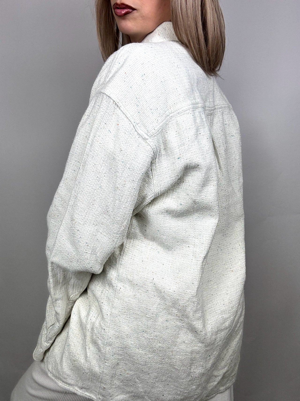 Chemise épaisse texturée chinée crème L vintage