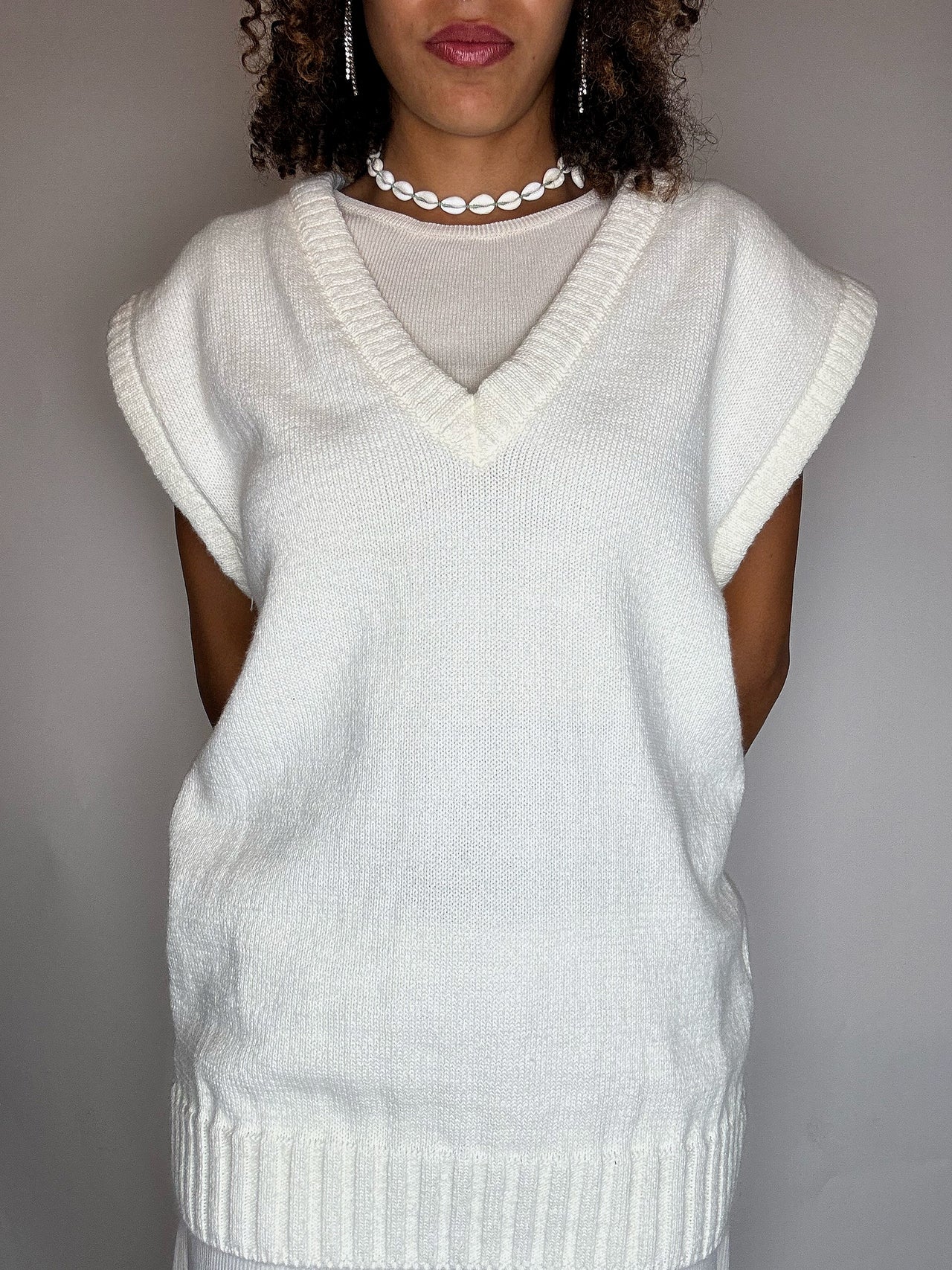 Gilet en maille crème XL vintage