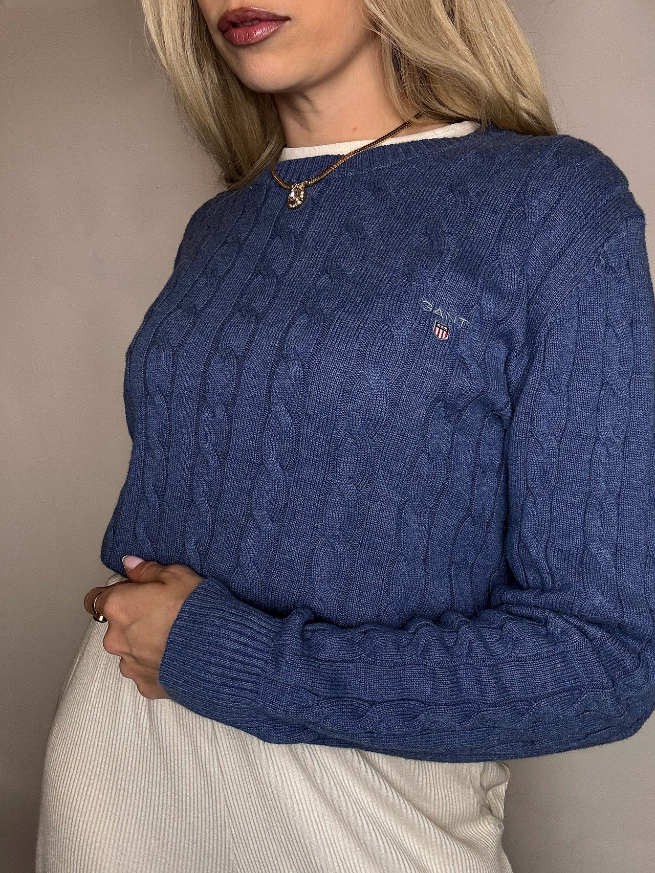 Vintage Marine Argyl Strickpullover L