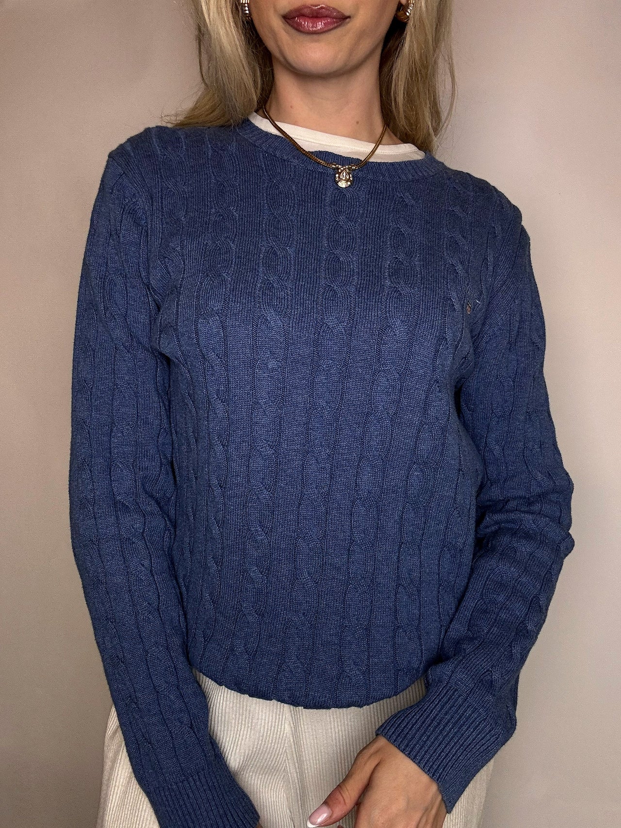 Vintage Marine Argyl Strickpullover L