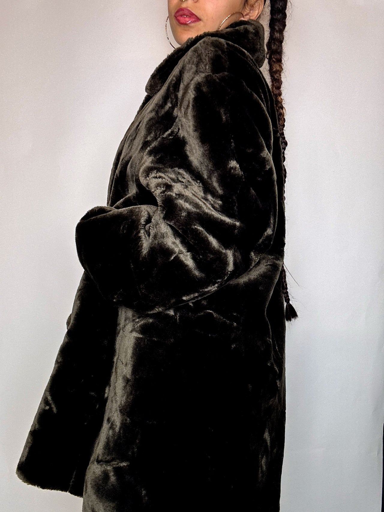 Manteau en fausse fourrure brune S/M vintage