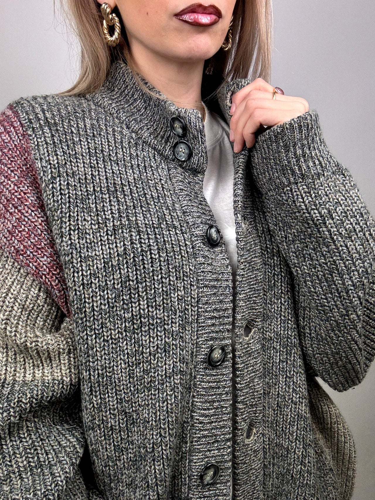 Bomber en laine gris XL vintage