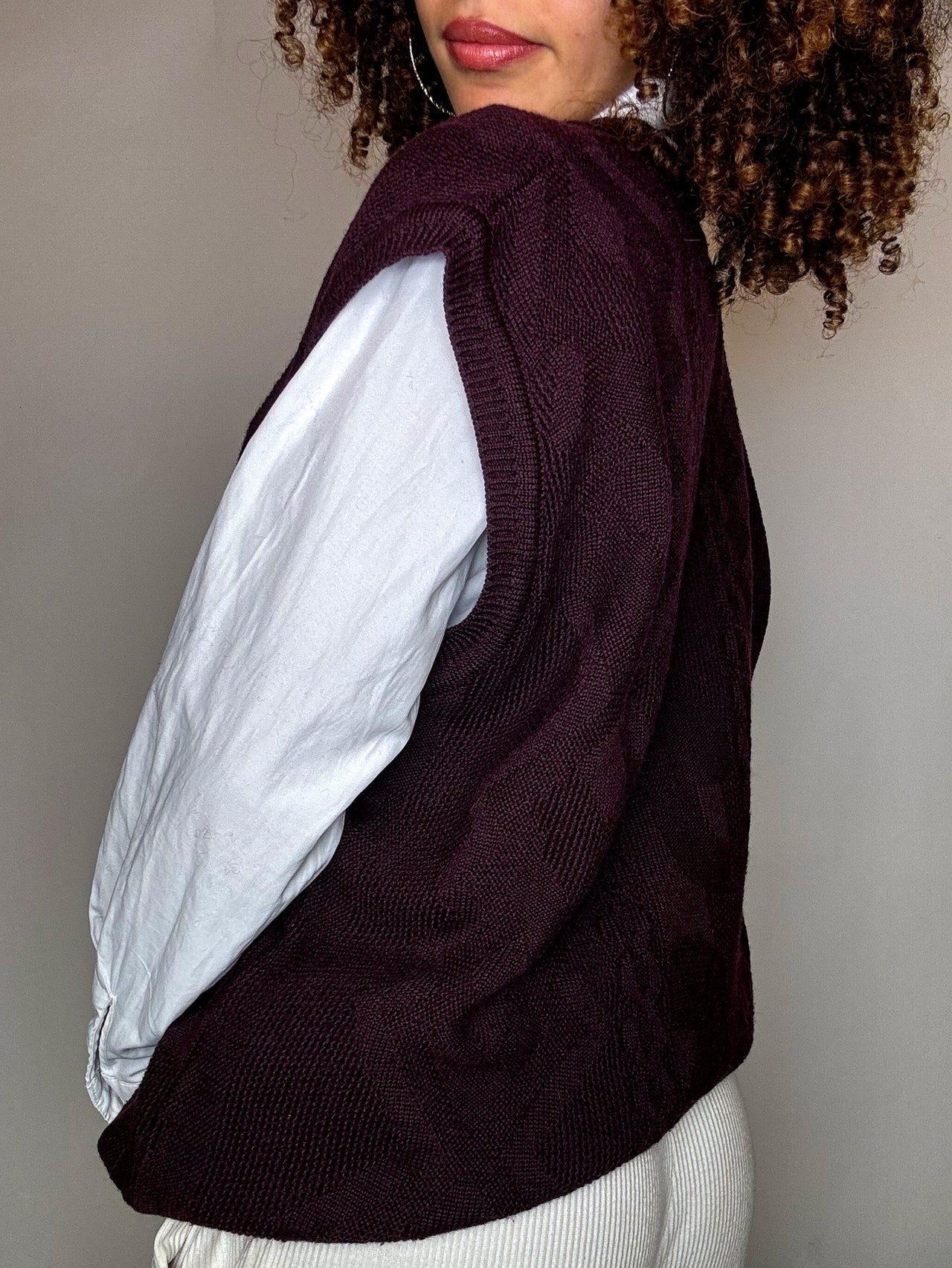 Gilet col V bordeaux XL vintage