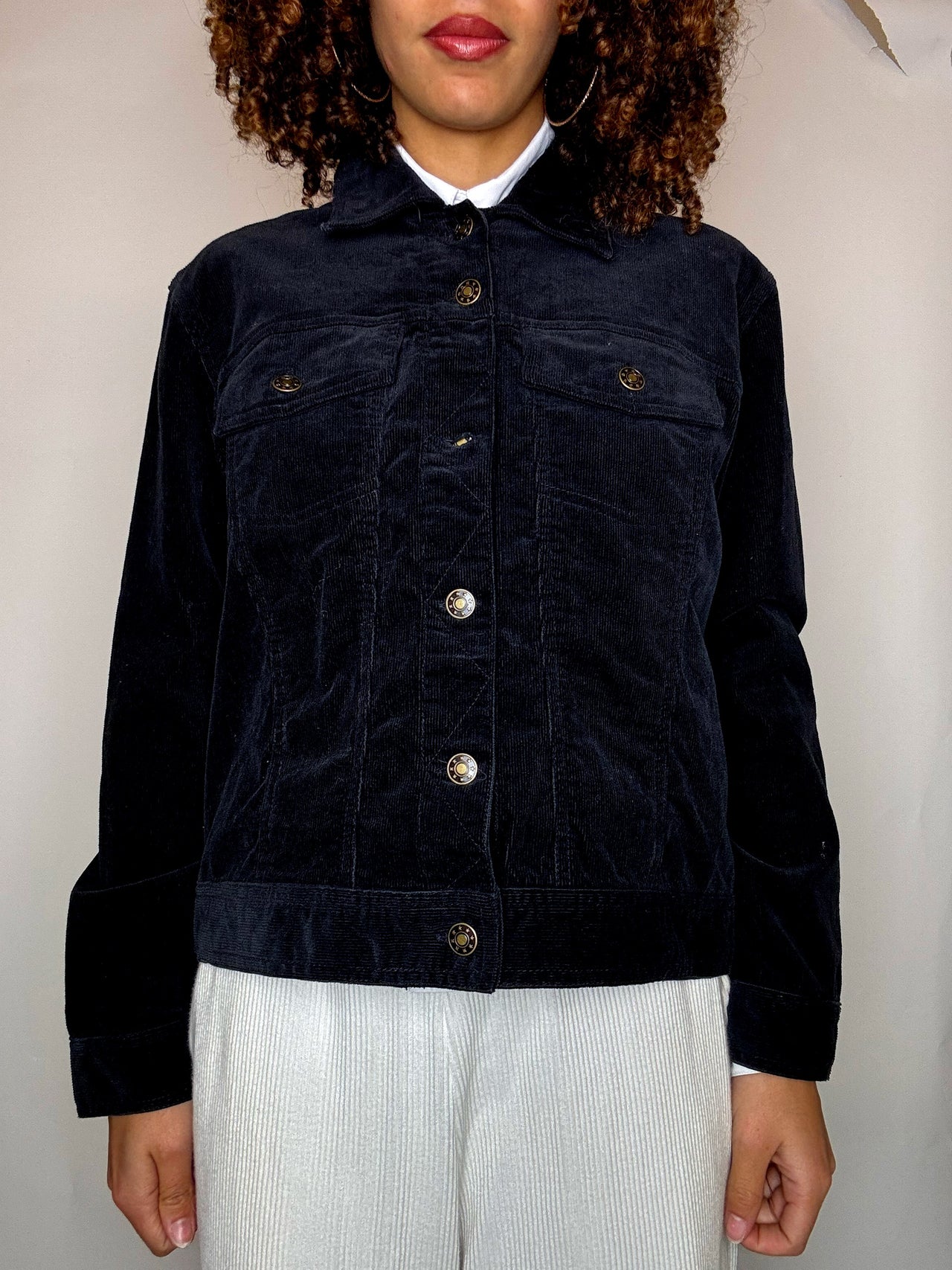 Veste en velours côtelé marine M/L vintage