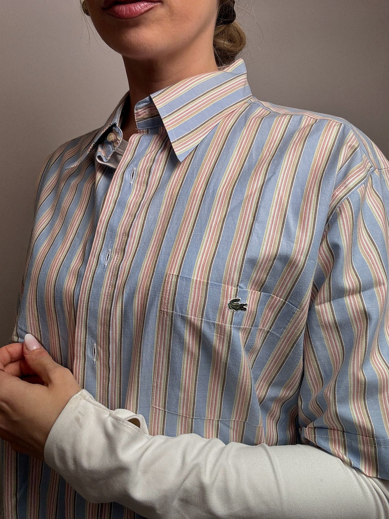 LACOSTE XL Vintage Pastell gestreiftes Hemd