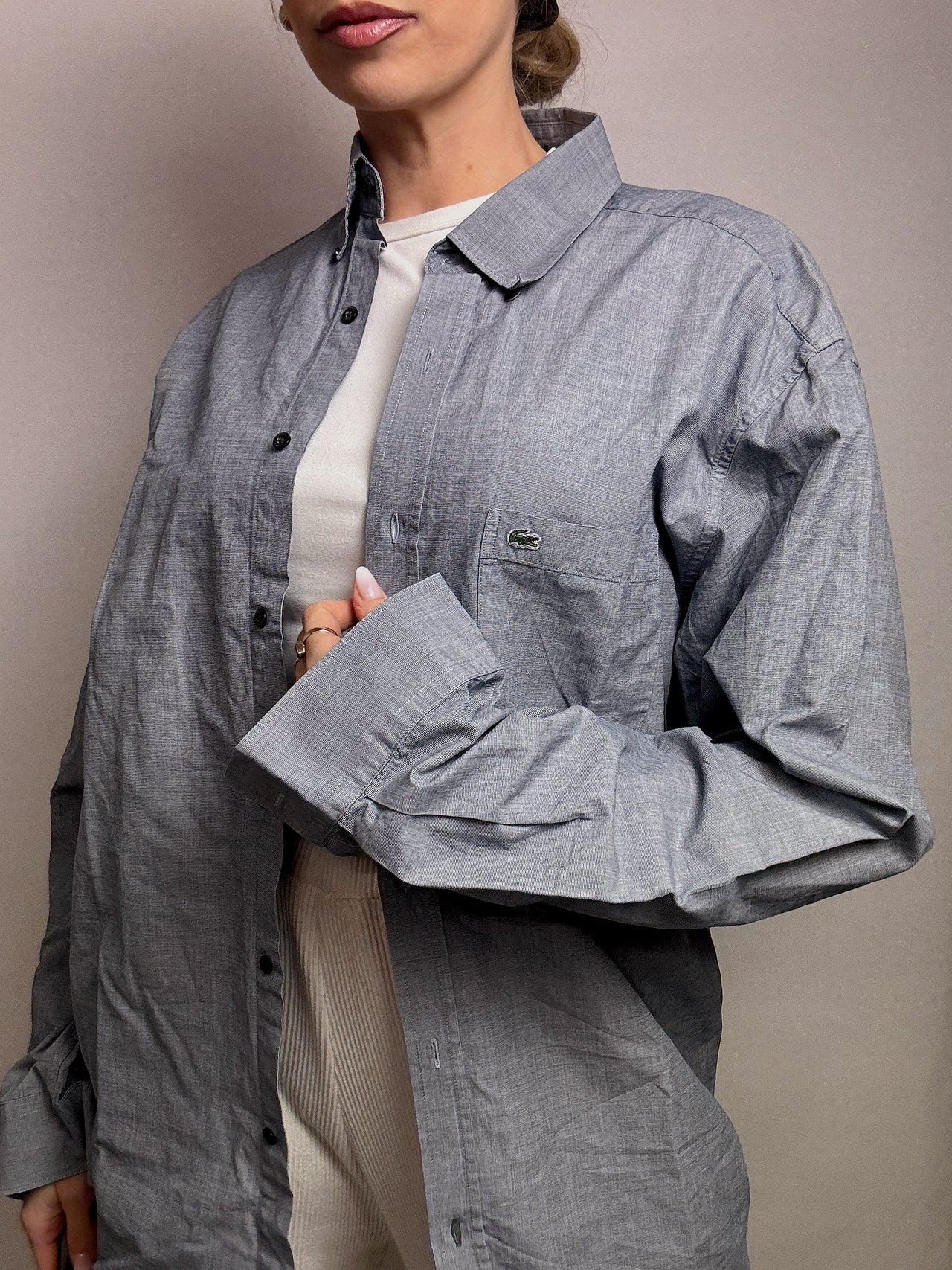 LACOSTE L/XL Vintage-Jeansblauhemd