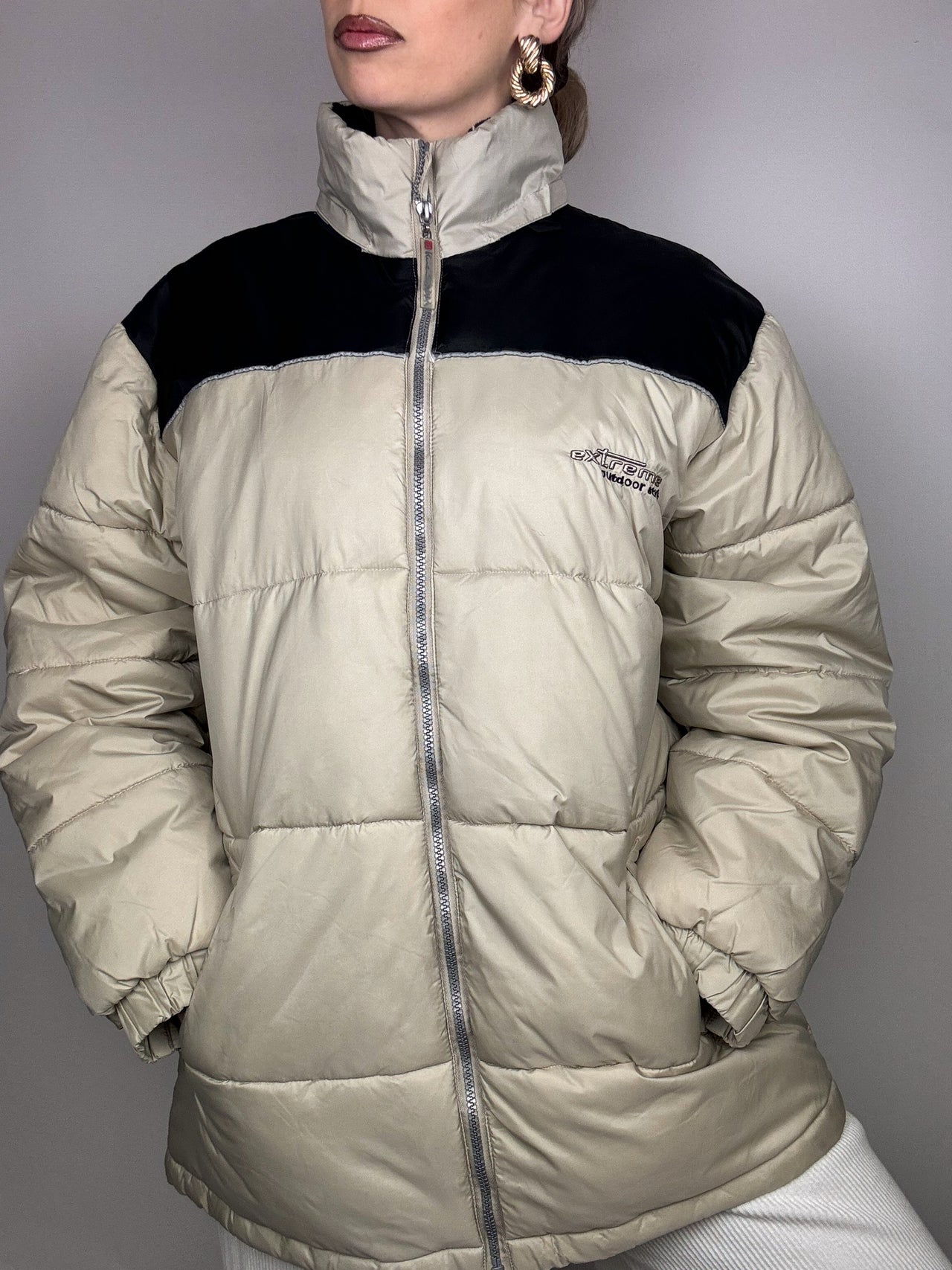 Vintage M two-tone puffy down jacket